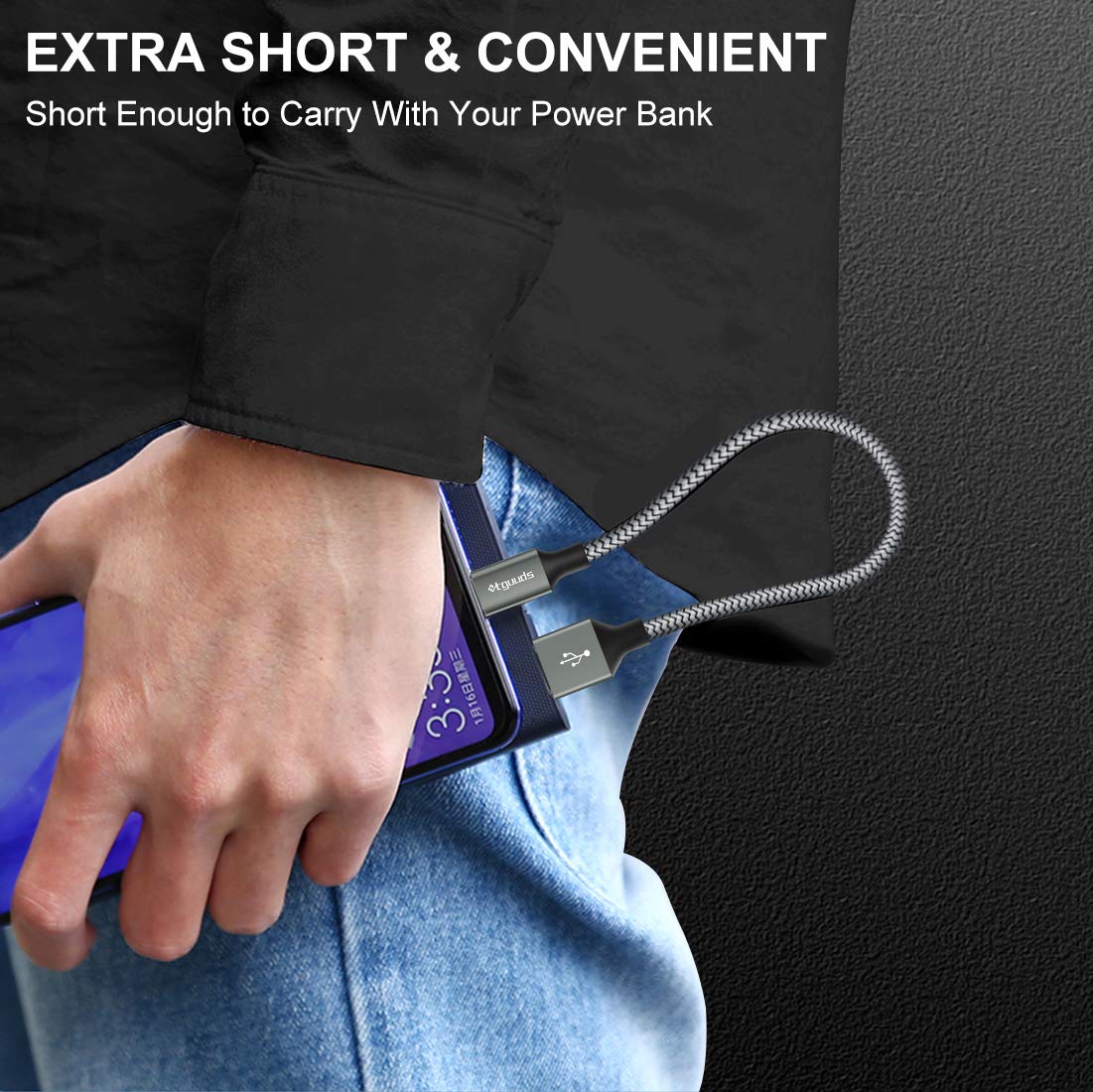 Etguuds 2 Pack 1Ft Usb C Cable 3A Fast Charge, Short Usb A To Type C Charger Cord Braided For Samsung Galaxy A10E A15 A25 A54 A5