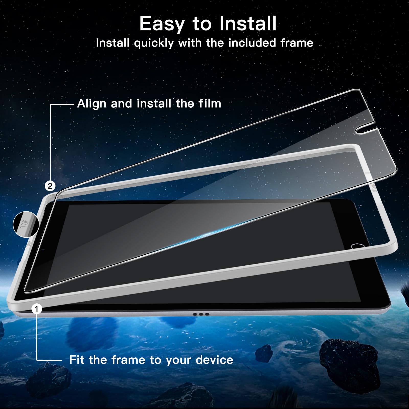 Jetech Screen Protector For Ipad (10.2 Inch, 2021/2020/2019 Model, 9/8/7 Generation) With Easy Installation Frame, Tempered Glas