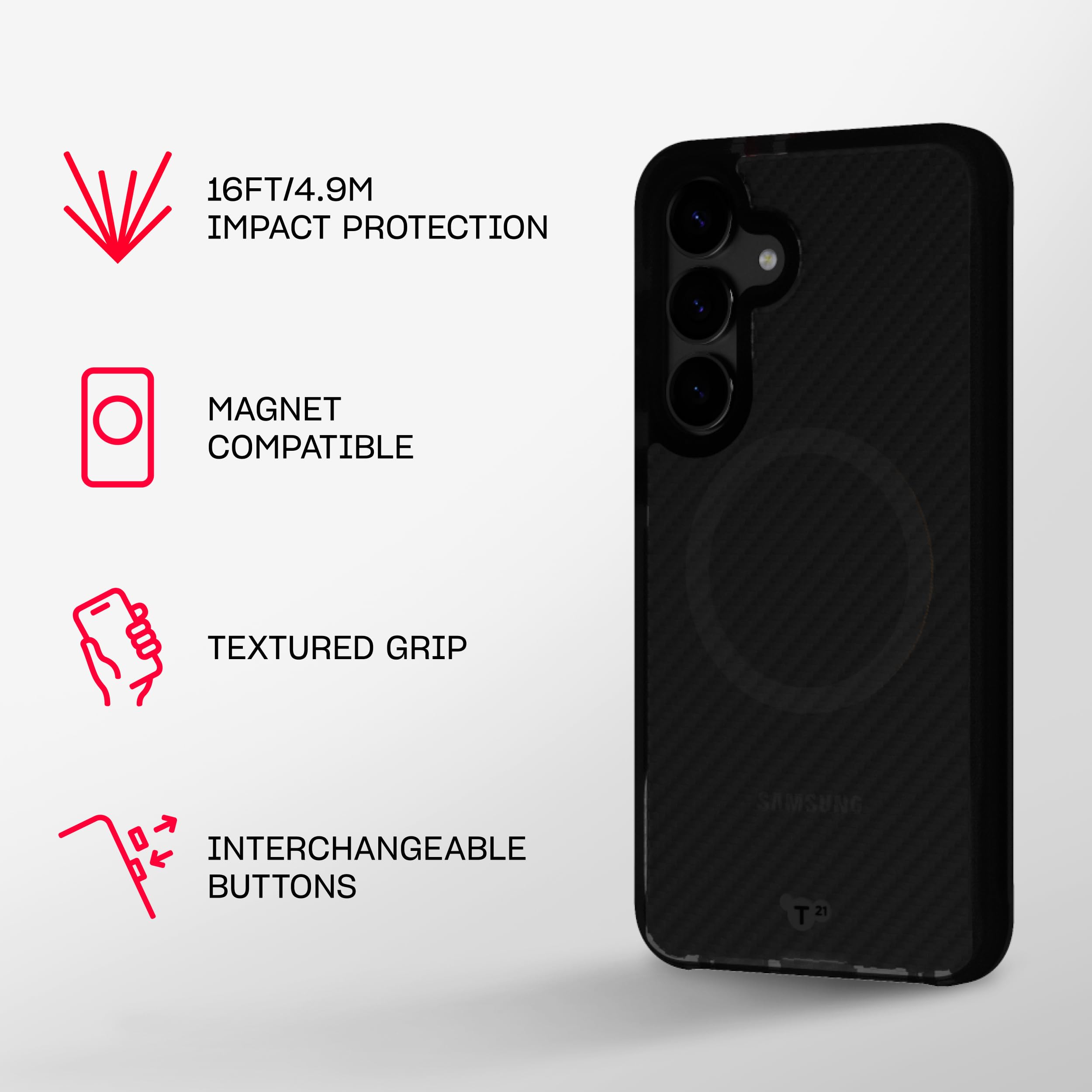 Tech21 Evoarmor Case For Samsung Galaxy S25+ - With Magnets - High Impact Protection - Black