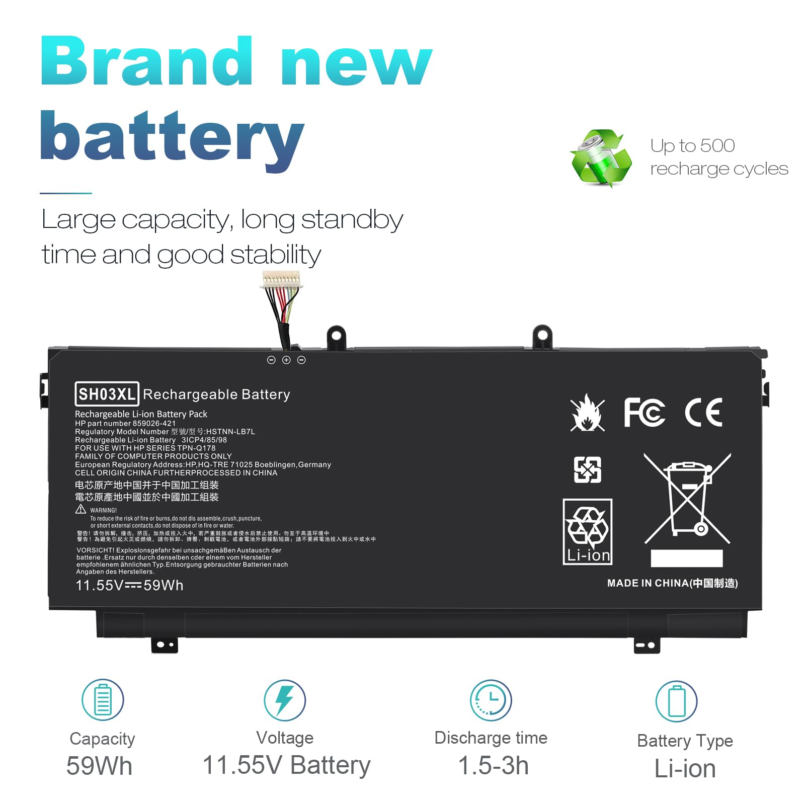 Sh03Xl Laptop Battery For Hp Spectre X360 13 W023Dx 13 Ac001Na 13 Ac013Dx 13 Ac033Dx 13 Ac037Tu 13 Ac052Na 13 W013Dx 13 W031Ng 1