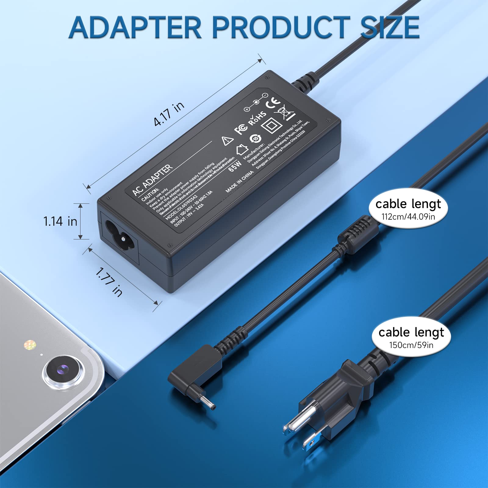 65W N15Q9 N15Q8 19V 2.37A Laptop Charger For Acer Chromebook Cb3 532 C720 C740 C731 11 R11 R13 14 15 Cb3 Cb5 Cb3 431 Cb5 132T Cb