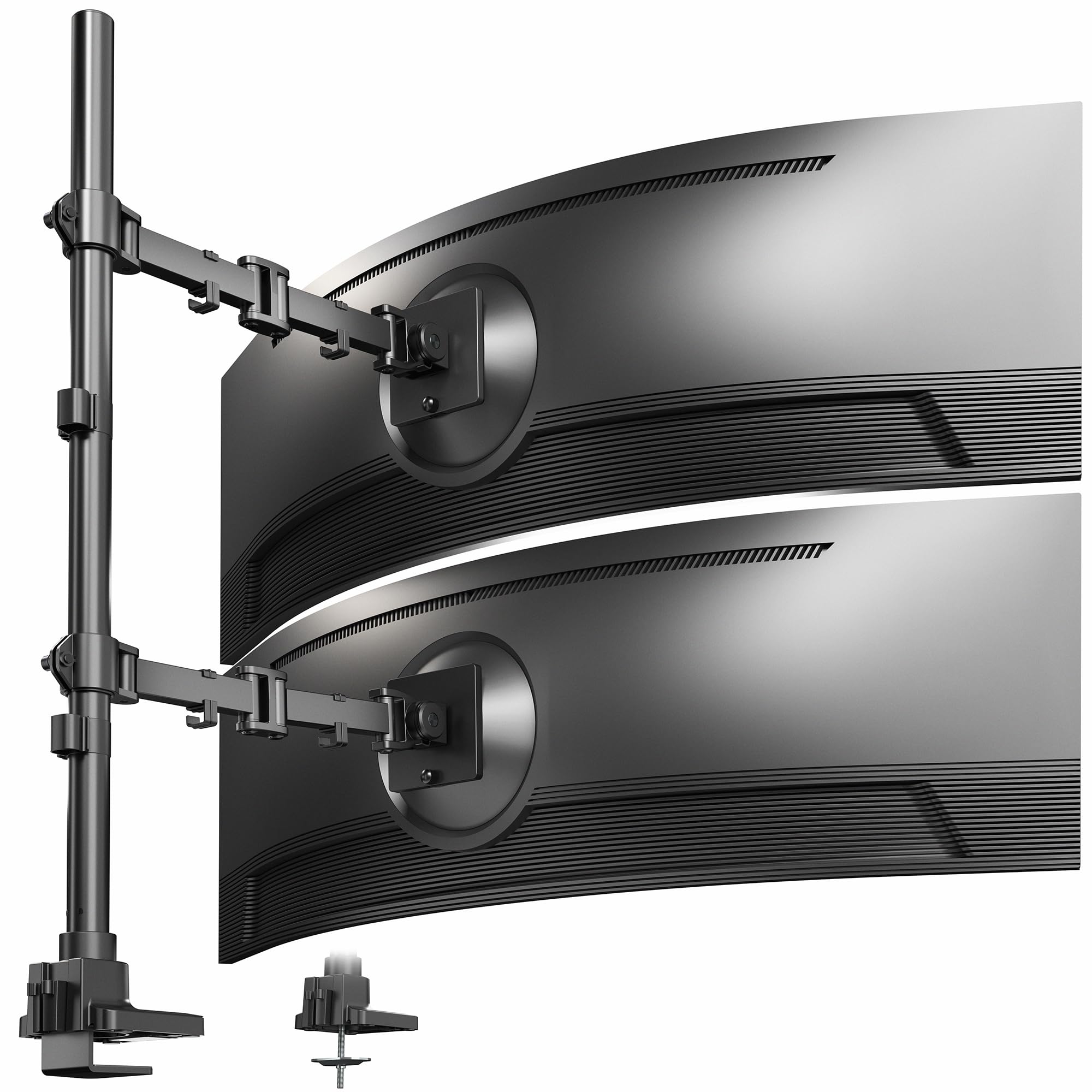 VIVO Dual Ultra-Wide Monitor Extra Tall Desk Mount for up to 49 inch Ultrawides, Clamp-on Adjustable Stand Holds 44 lbs per Scre
