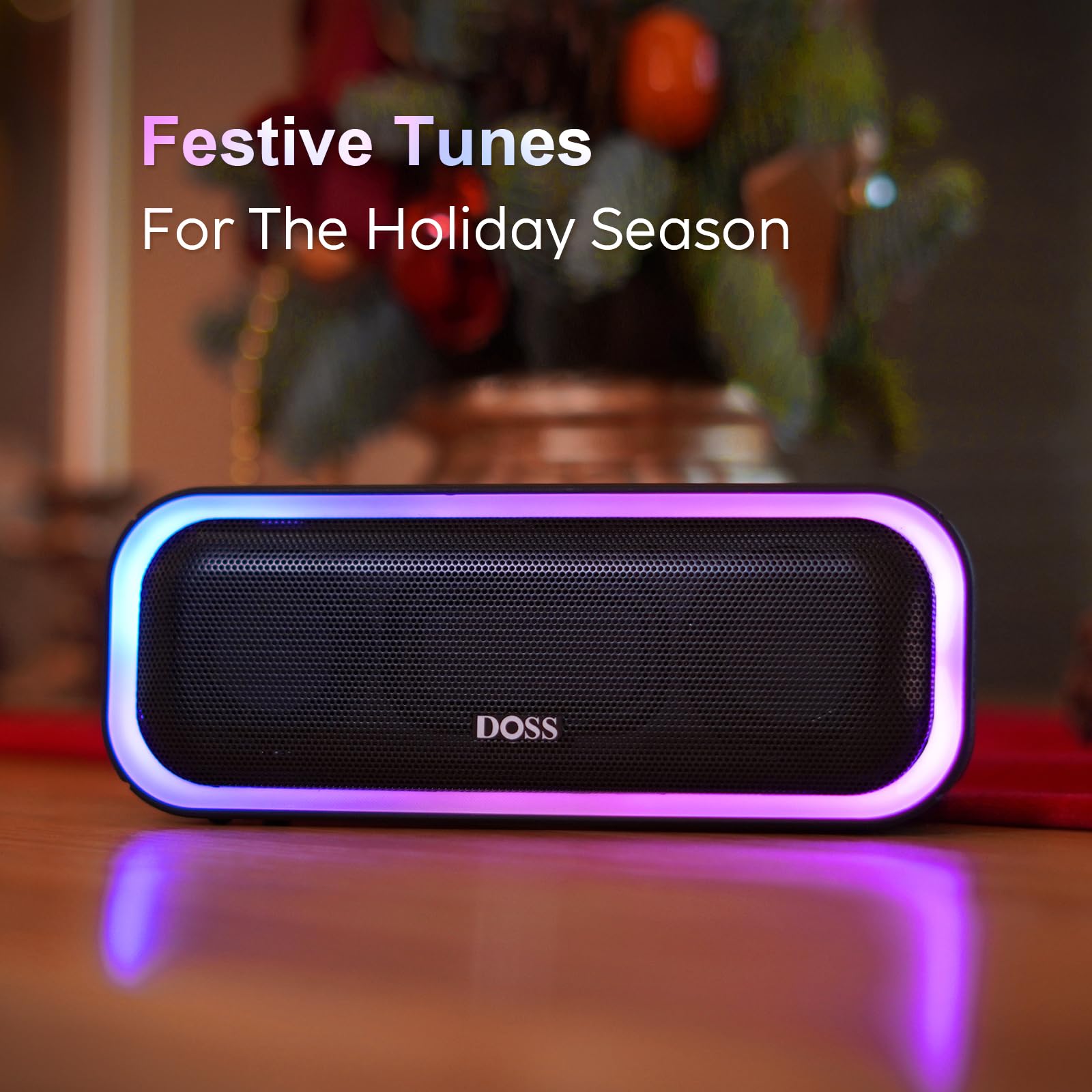 Doss Soundbox Pro Bluetooth Speaker With 20W Stereo Sound, Active Extra Bass, Ipx6 Waterproof, Tws Pairing, Multi Colors Lights, 20H Playtime, Portable For Beach, Outdoor Grey