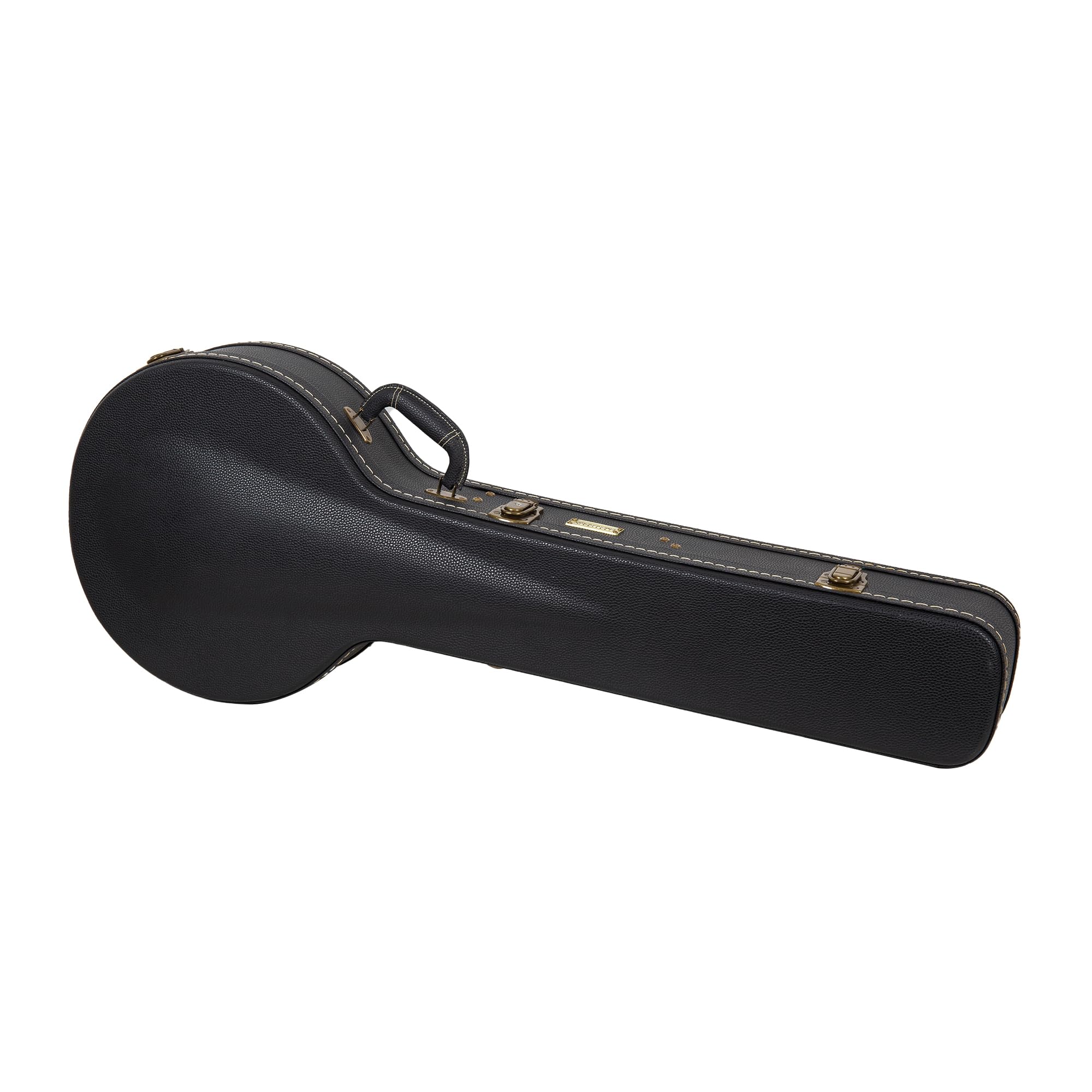 Crossrock Wooden Case Fits 5-String Resonator Styles Of Banjos -Vintage Hardware, Sponge Lining, Metal Feet, Storage Space-Black
