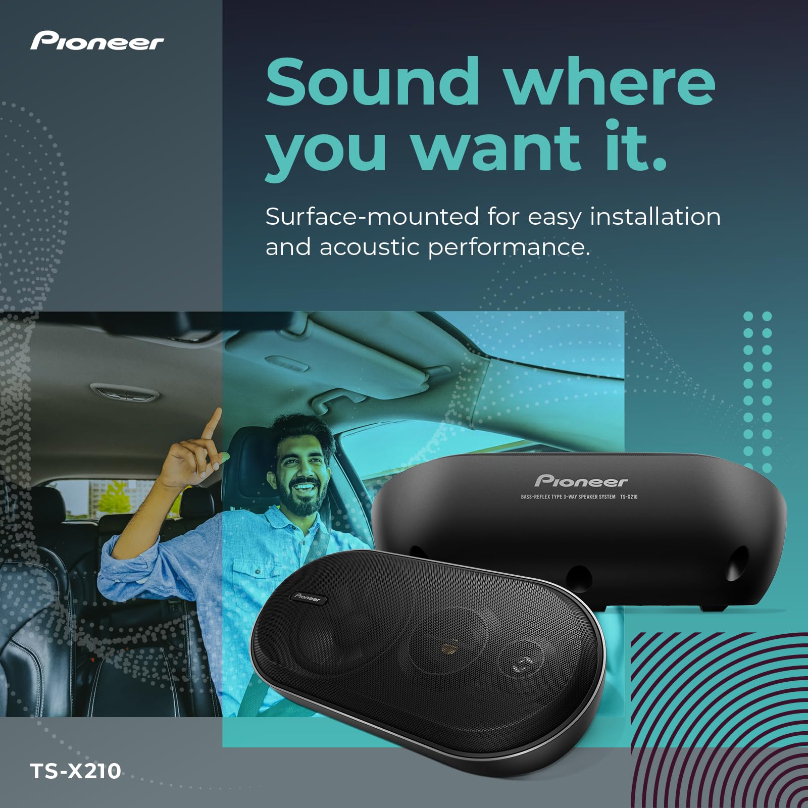 Pioneer Ts X210 3 Way Surface Mount Car Speakers With 100 W Max Power (Pair)