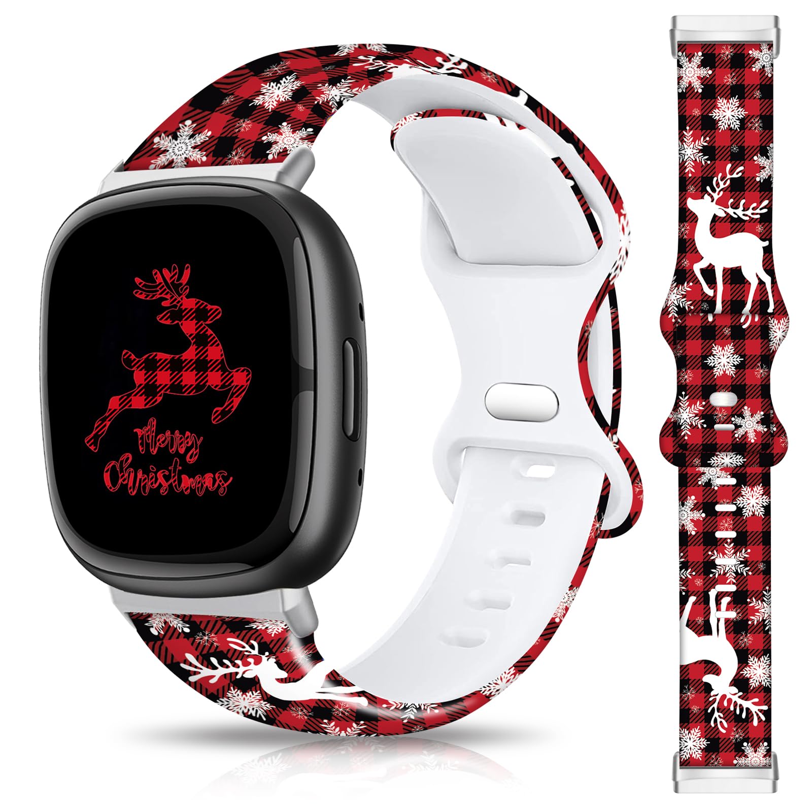 Christmas Halloween Thanksgiving Band Compatible with Fitbit Versa 3/Fitbit Versa 4/Fitbit Sense/2, Smartwatch Holiday Women Men