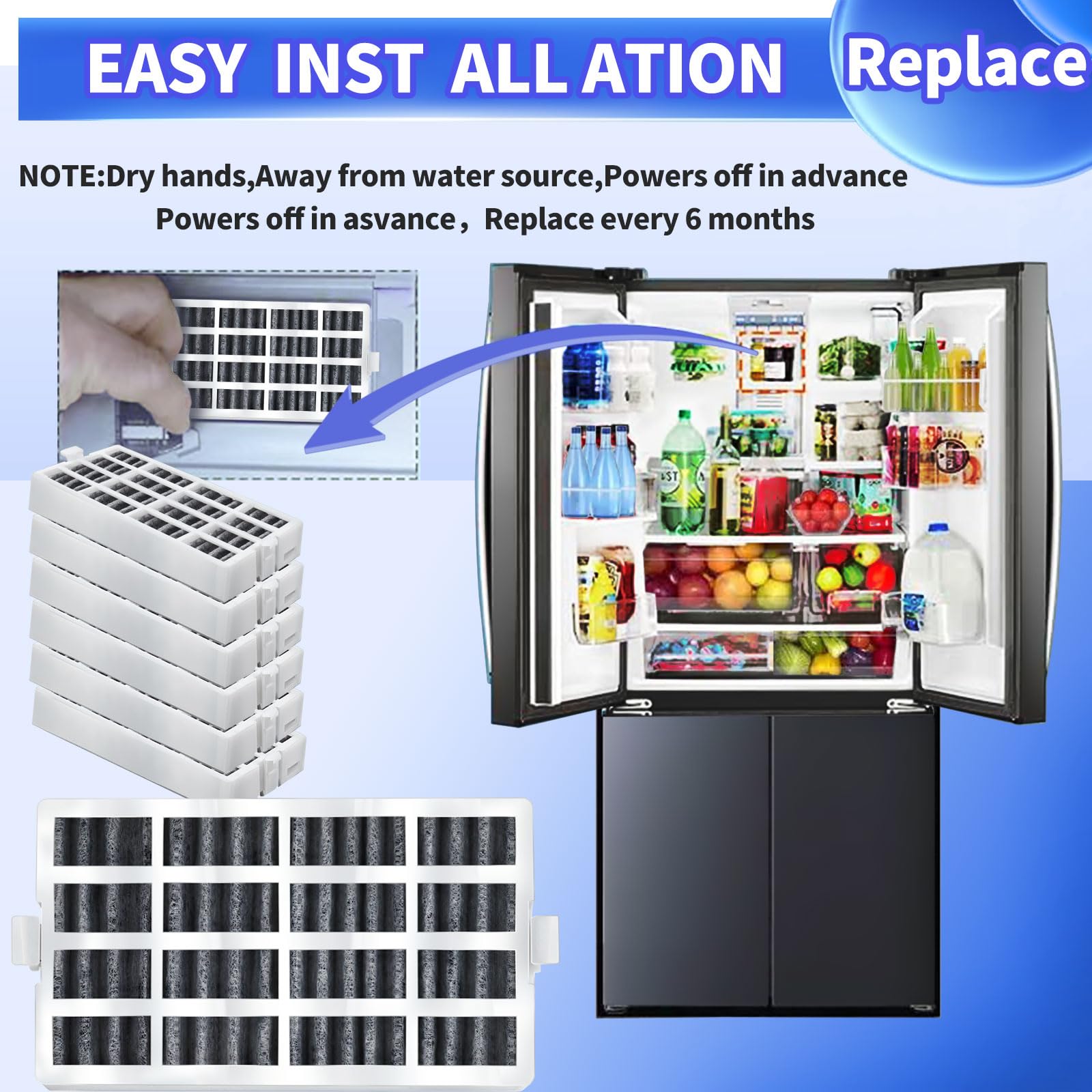 6Pack Air Filter Compatible With Whirlpool W10311524 Air1 Refrigerator Air Filter