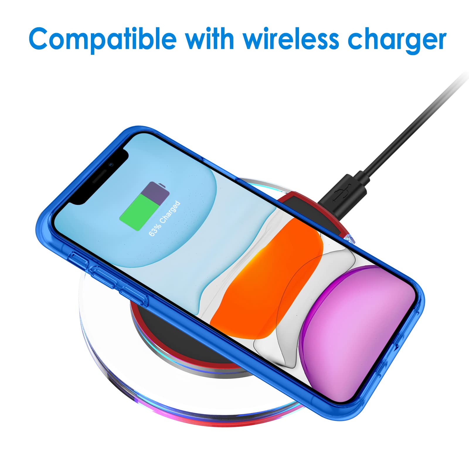 Jetech Case For Iphone 11 6.1 Inch, Non Yellowing Shockproof Phone Bumper Cover, Anti Scratch Clear Back (Blue)