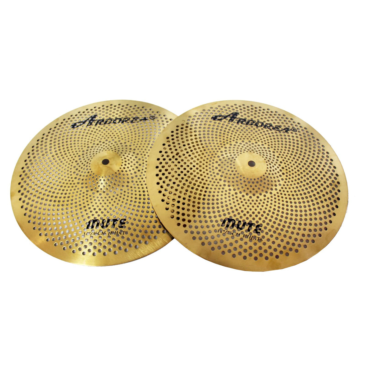 Arborea Low Volume Hi Hat Cymbals 14 Inches Practice Hi Hat Cymbal Set Golden Silent High Hat Cymbals For Drums