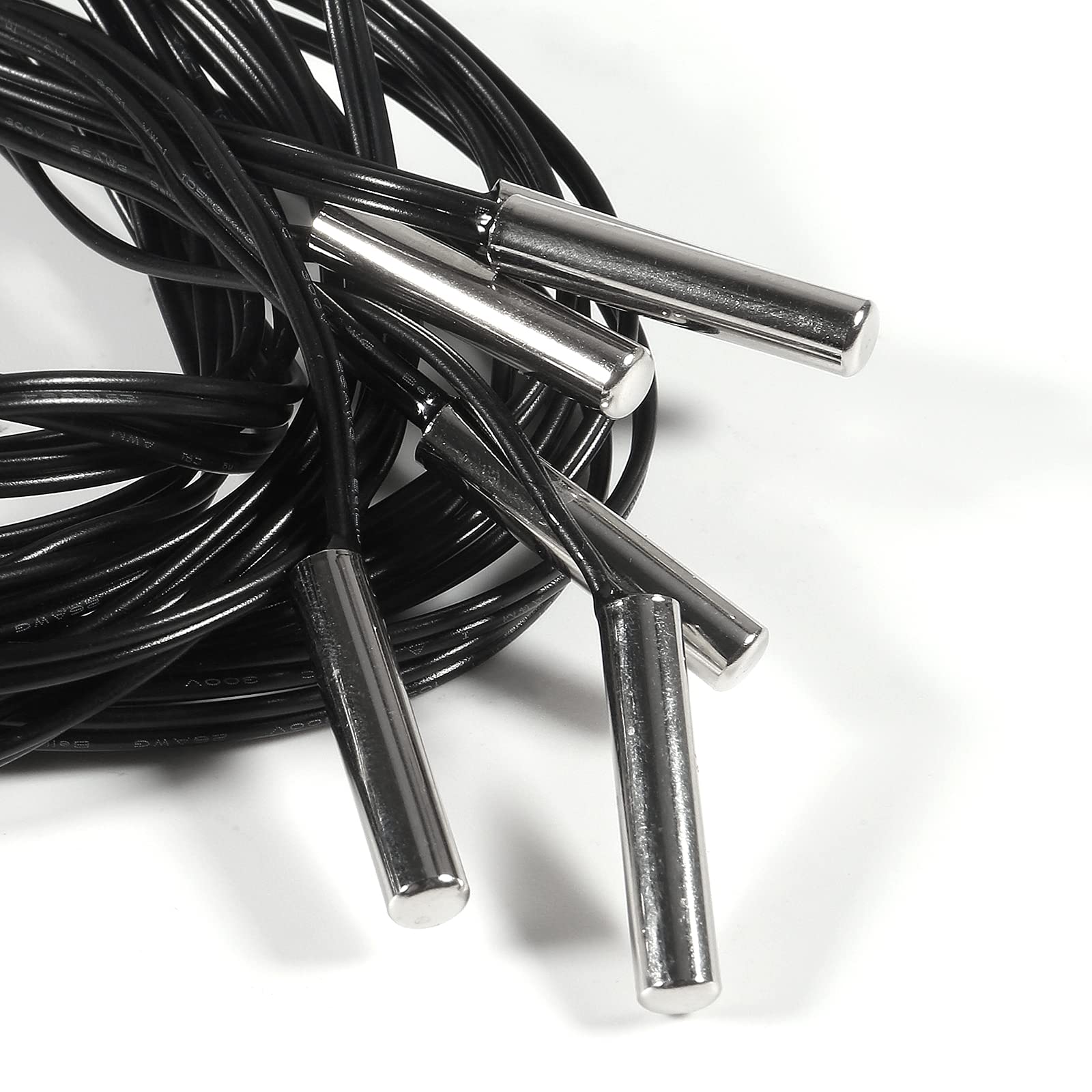 Aediko 6Pcs 10K Temperature Sensor Probe 1M Ntc3950 Thermistor Stainless Steel Temp Sensor Probe Digital Temperature Transmitter