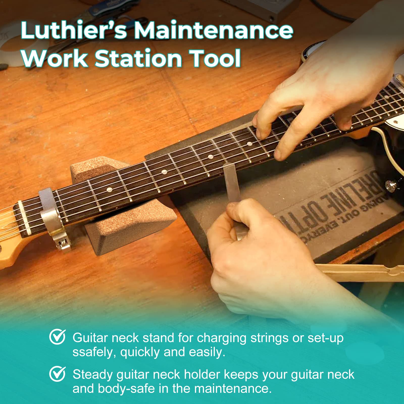 Actomall Cork Guitar Neck Rest, Guitar Neck Cradle Support Pillow, Guitar Accessories For Repair, Maintenance, Cleaning, String