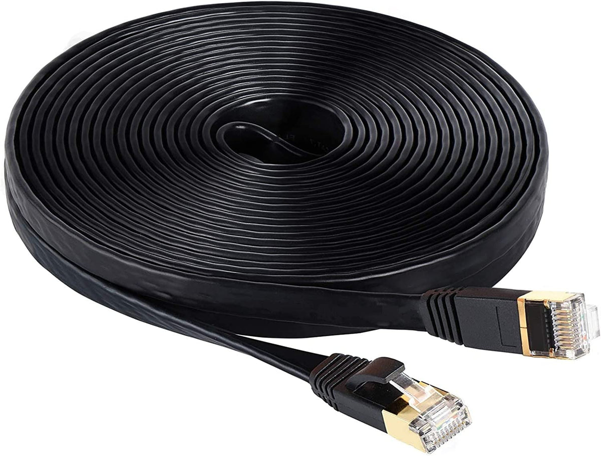 Lekvkm Cat 6 Ethernet Cable 150 Ft High Speed Rj45 Internet Cable For Outdoor & Indoor Support Cat6 Network Solid Slim Flat Blac