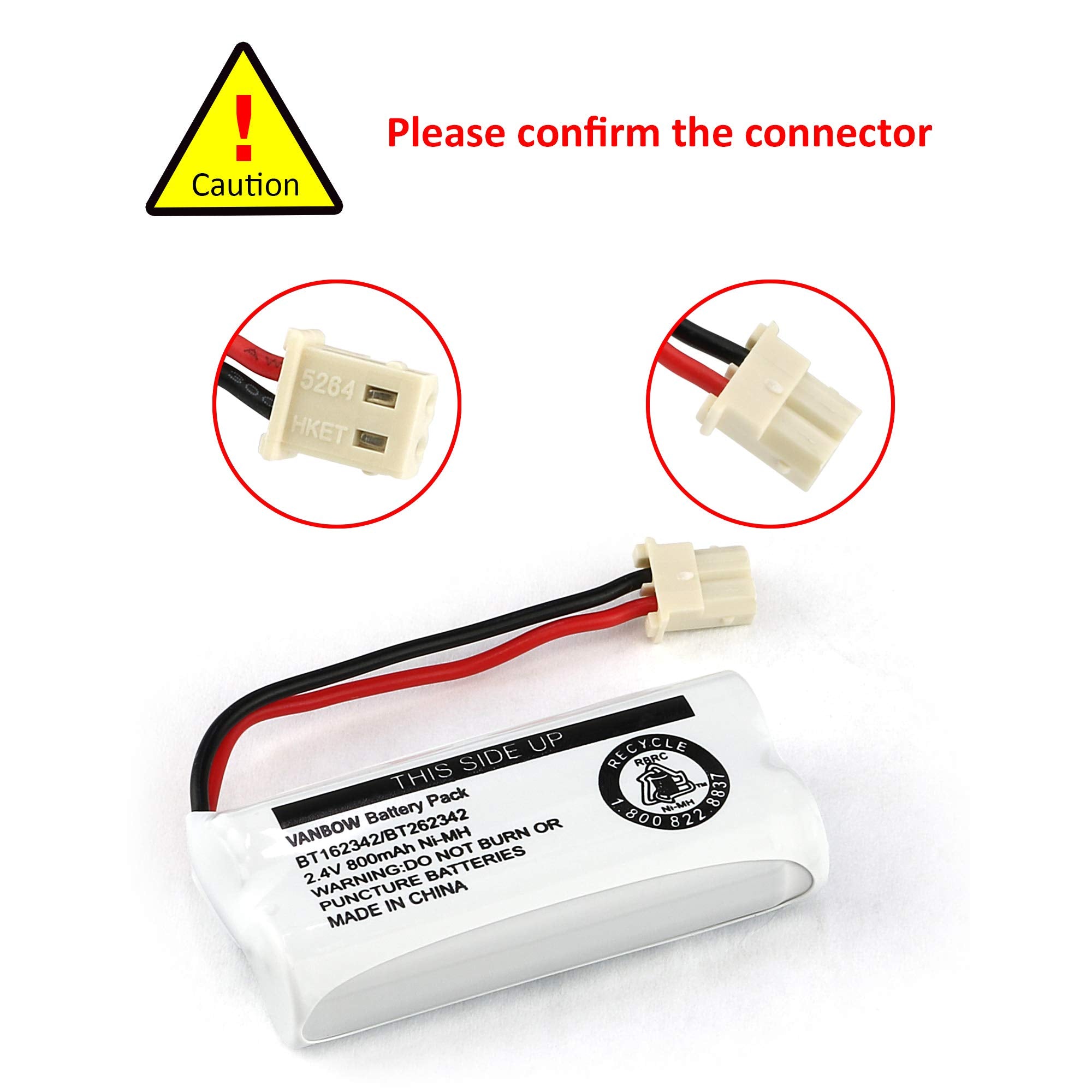 Vanbow Bt162342 Bt262342 2.4V 800Mah Ni Mh Phone Batteries Compatible With Bt183342 Bt283342 For Vtech Cs6719 Cs6409 Cs6419 Cs64