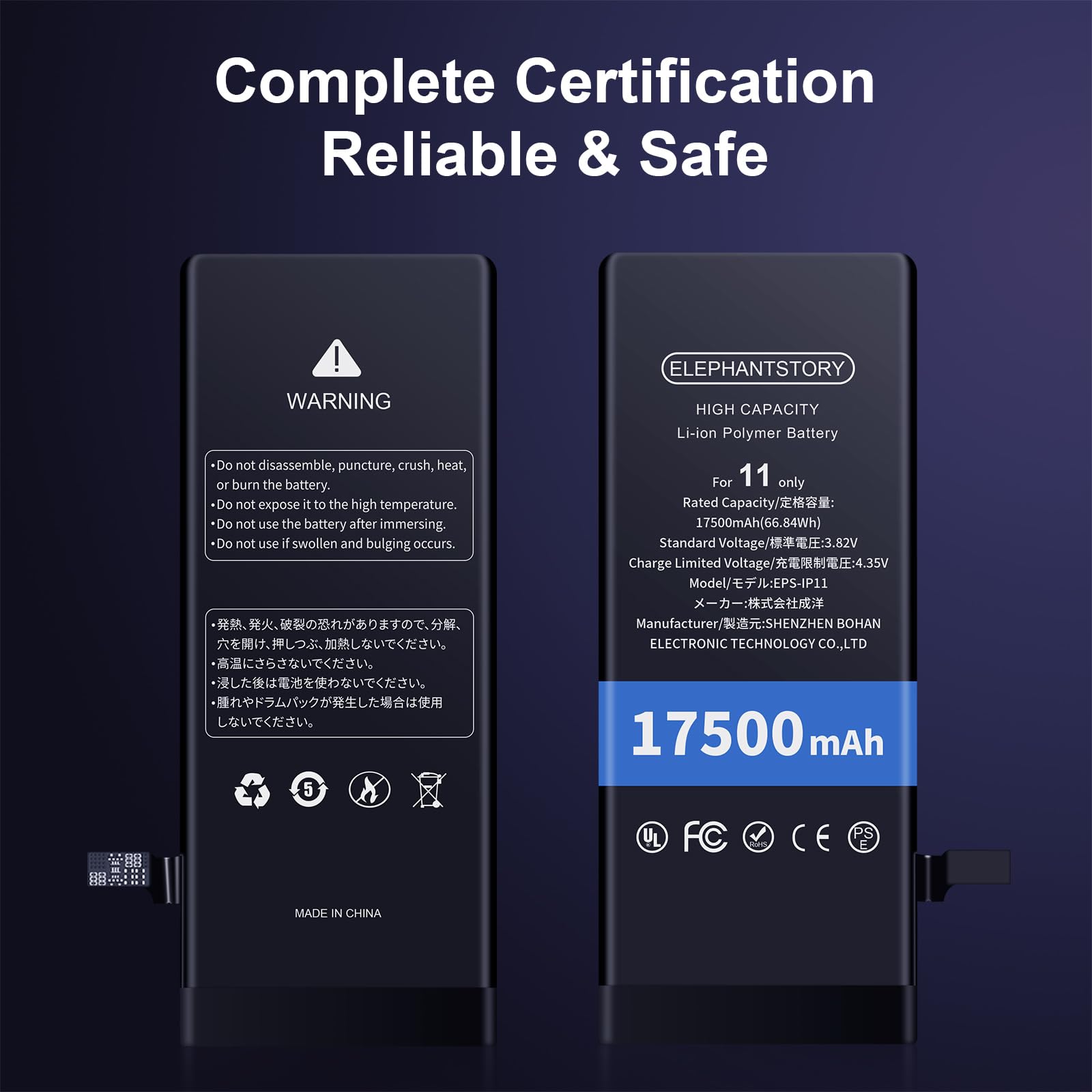 Elephantstory For Iphone 11 Battery Replacement Kit,17500Mah High Capacity New 0 Cycle Internal Battery For Iphone 11 (Model A21