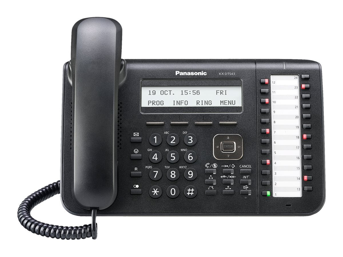 Panasonic Phone Black Digital 3 Line Lcd, With Backlight, 24 Co Key, Full Duplex Sp Phone, With Built In Ehs Kx Dt543