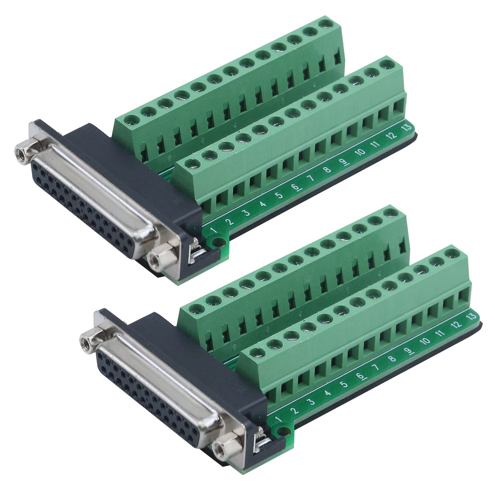 Antrader 2PCS DB25 Breakout Connector D-sub 25-pin Female Adapter RS232 to Terminal Board Signal Module