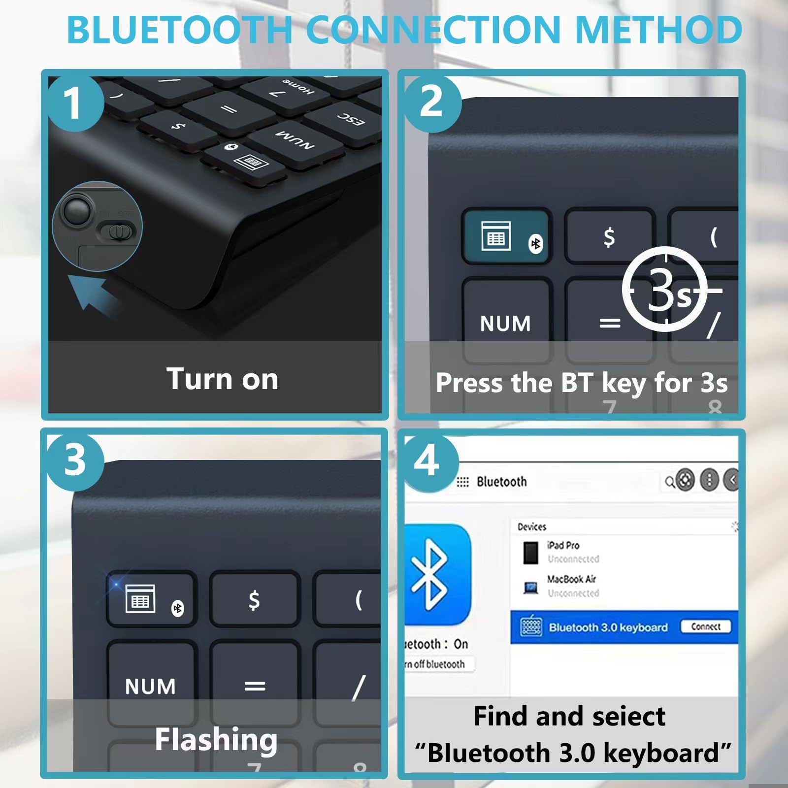 Bluetooth Number Pad For Laptop, Wireless Numeric Keypad, 28 Keys Numpad Number Keypad Bluetooth 10 Keys Number Pad For Laptop, Macbook Air/Pro, Imac, Surface Pro, Etc
