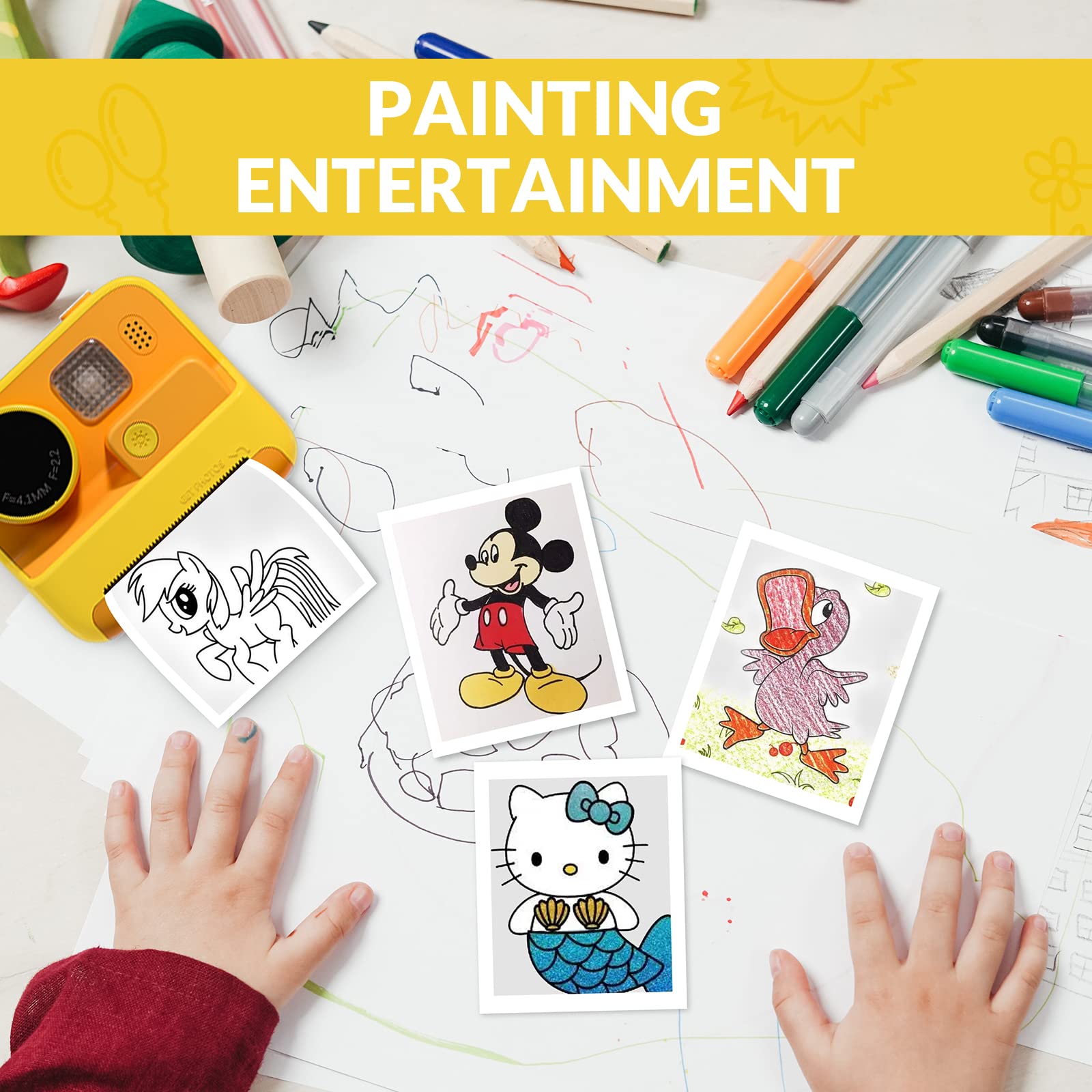 Mafiti 10 Rolls Kids Instant Camera Refill Print Paper For K27/D101/Q5 Kids Camera Instant Print Photo Print Thermal Paper Compa