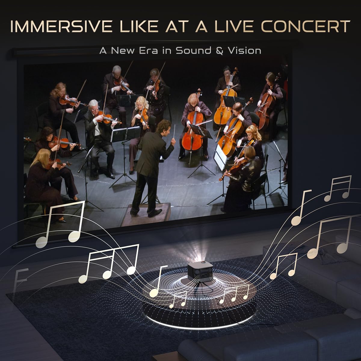 3 In 1 Projector 4K Supported, Aurzen Boom 3 Smart Projector With Wifi And Bluetooth, 3D Doiby Audio & 36W Speakers, Auto Focus