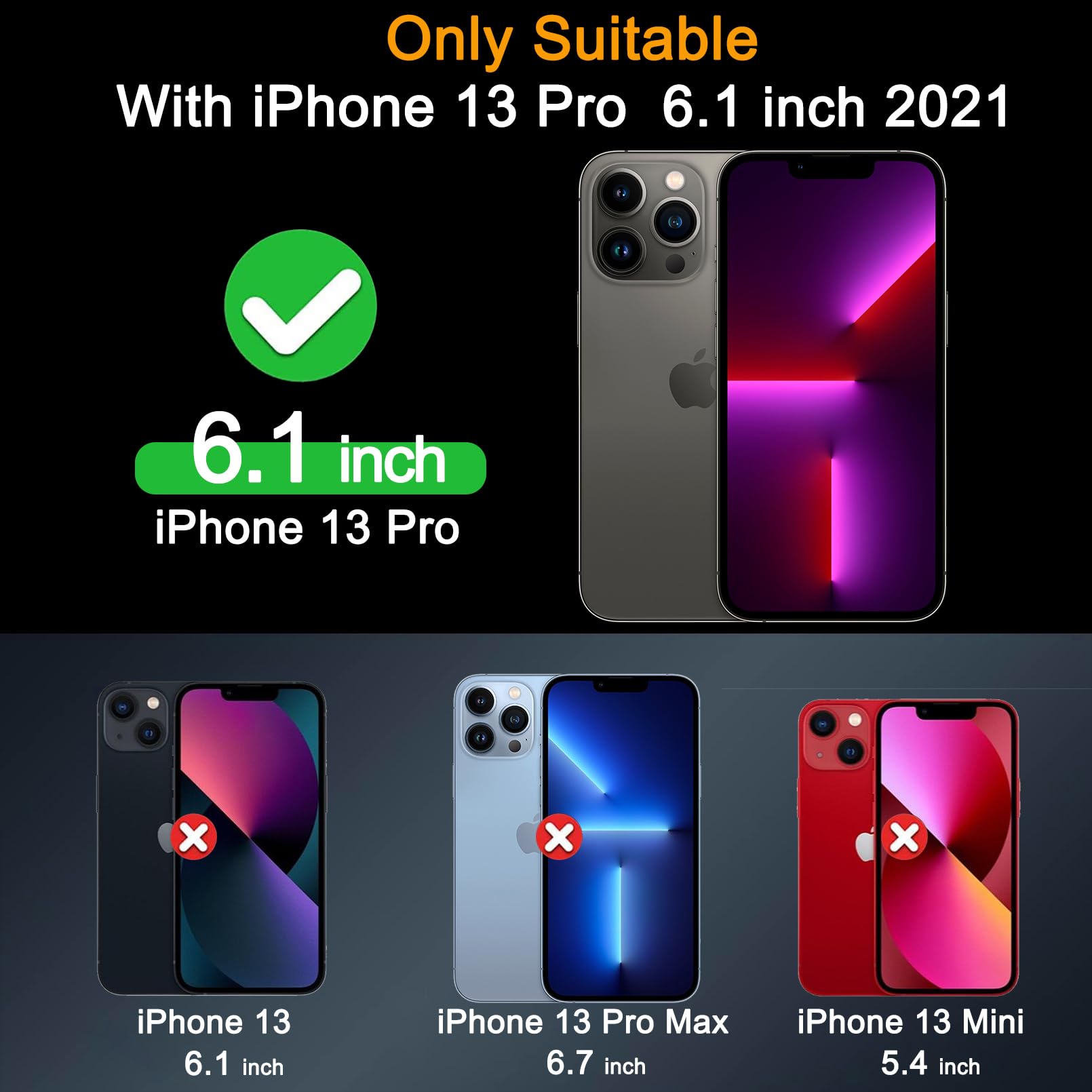 Milomdoi 3 Pack Screen Protector For Apple Iphone 13 Pro With 3 Pack Tempered Glass Camera Lens Protector, Ultra 9H Accessories,