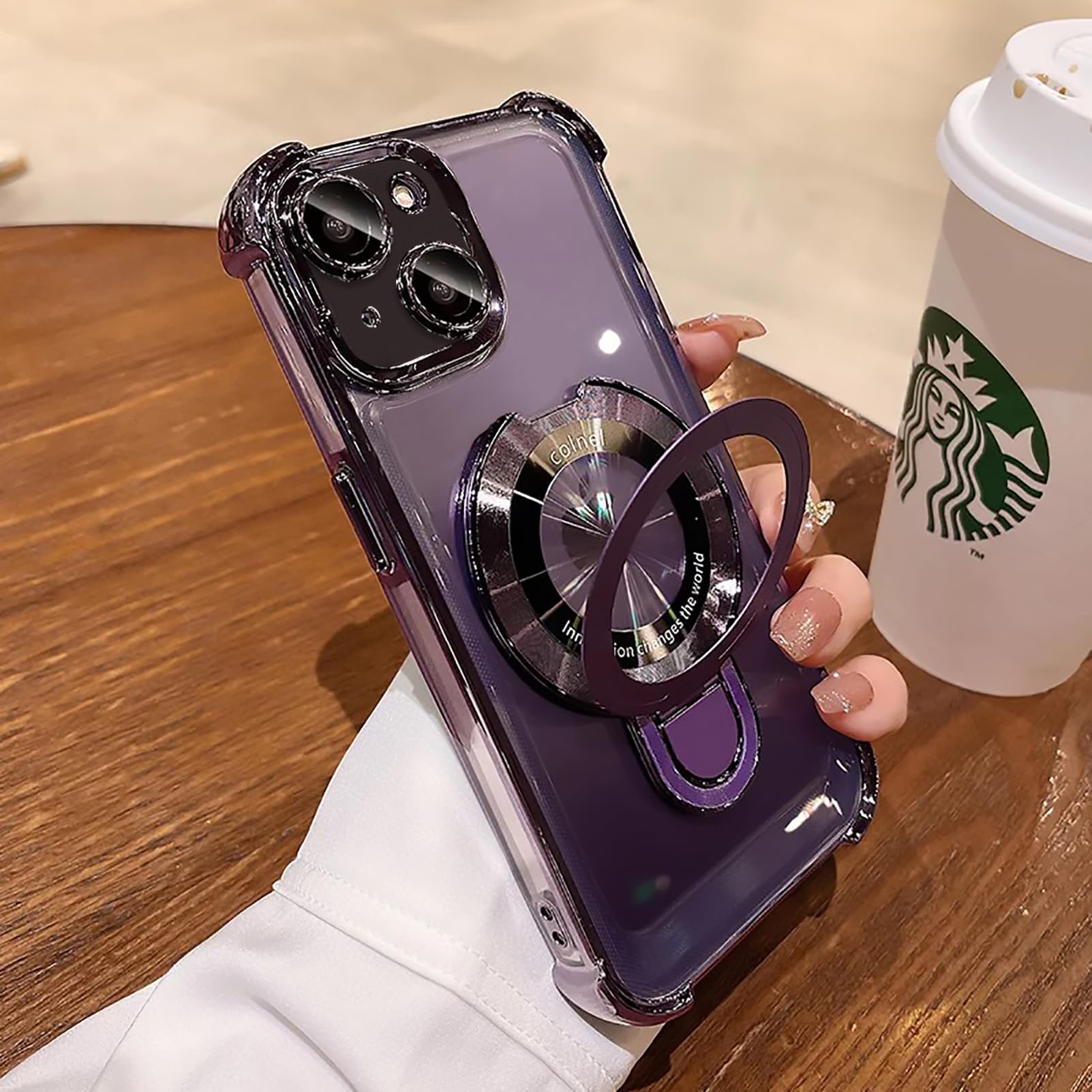 Uioeua For Iphone 13 Case With Magnetic Ring Stand,[Compatible With Magsafe] Four Corners Shockproof [Military Grade Drop Protec