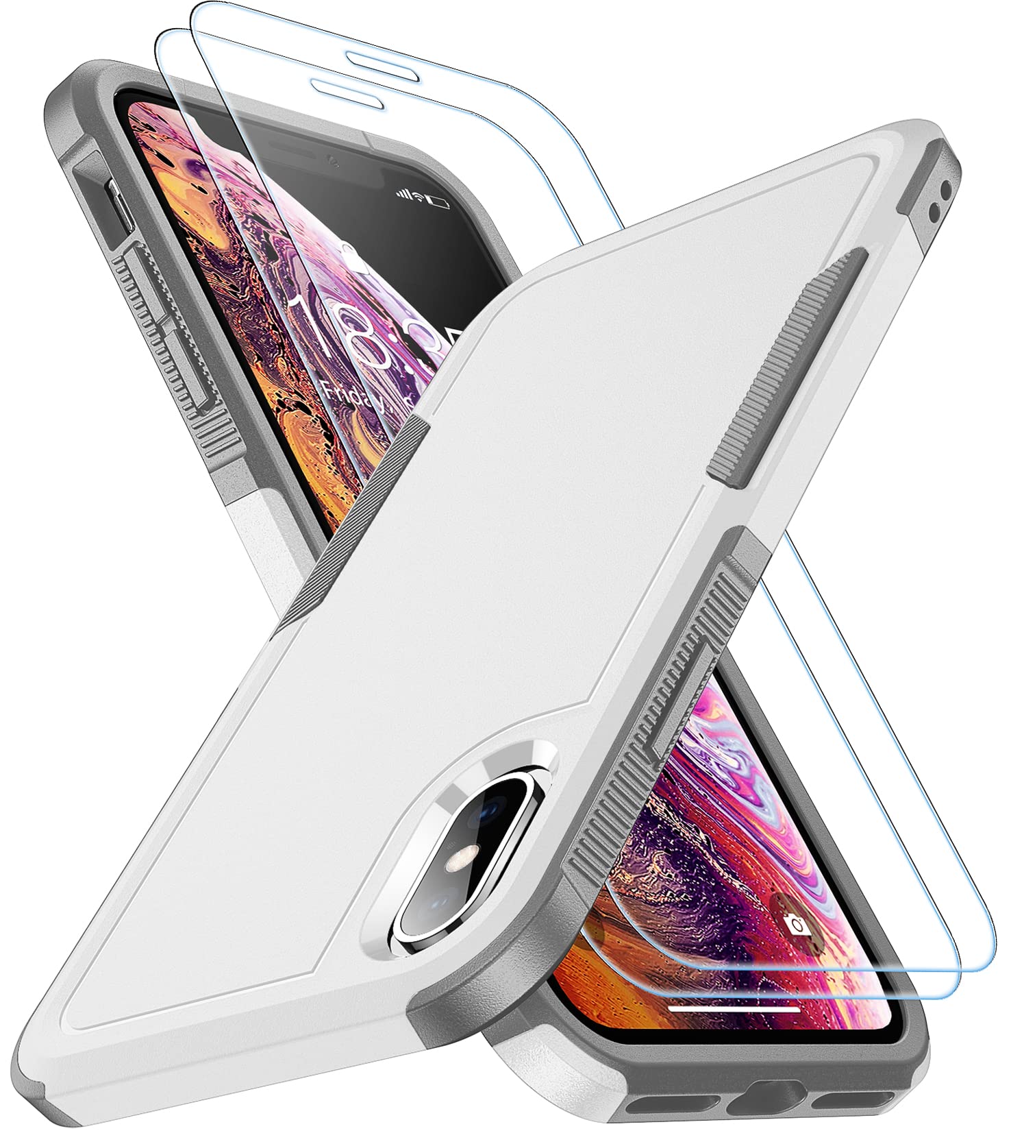 Spidercase For Iphone Xs Max Case, [10 Ft Military Grade Drop Protection] [Non Slip] [2 Pcs Tempered Glass Screen Protector] Sho