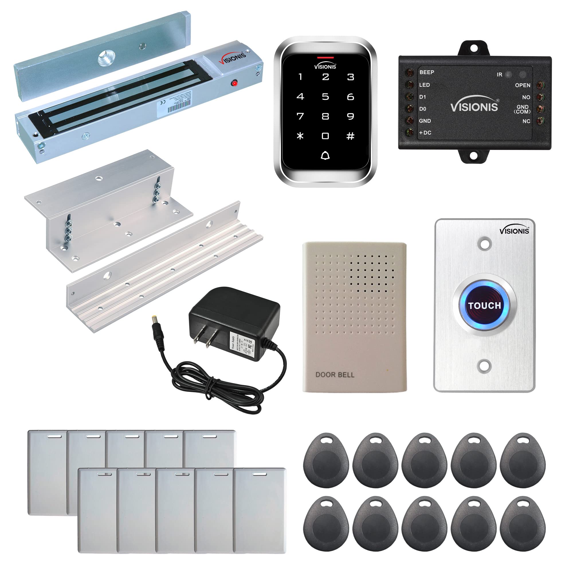 Visionis Fpc 5280 One Door Access Control In Swinging Door 300Lbs Maglock + Vis 3000 Outdoor Weatherproof Keypad/Reader Standalo