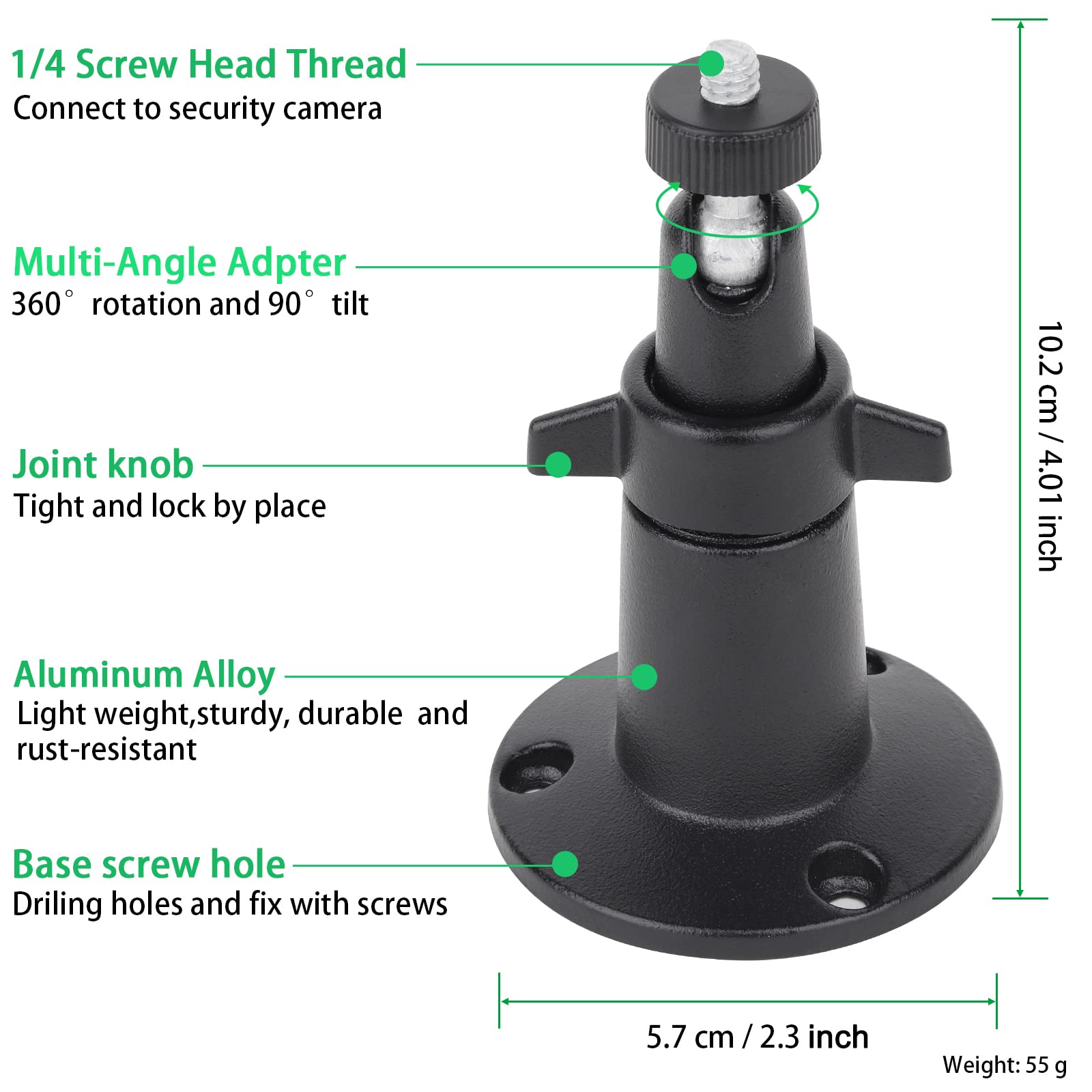 Uyodm 2 Pack Wall Mount Holder For Simplisafe Outdoor Security Camera, 360�Rotation Security Bracket With 1/4 Screw Thread, Camera Not Included (Black)