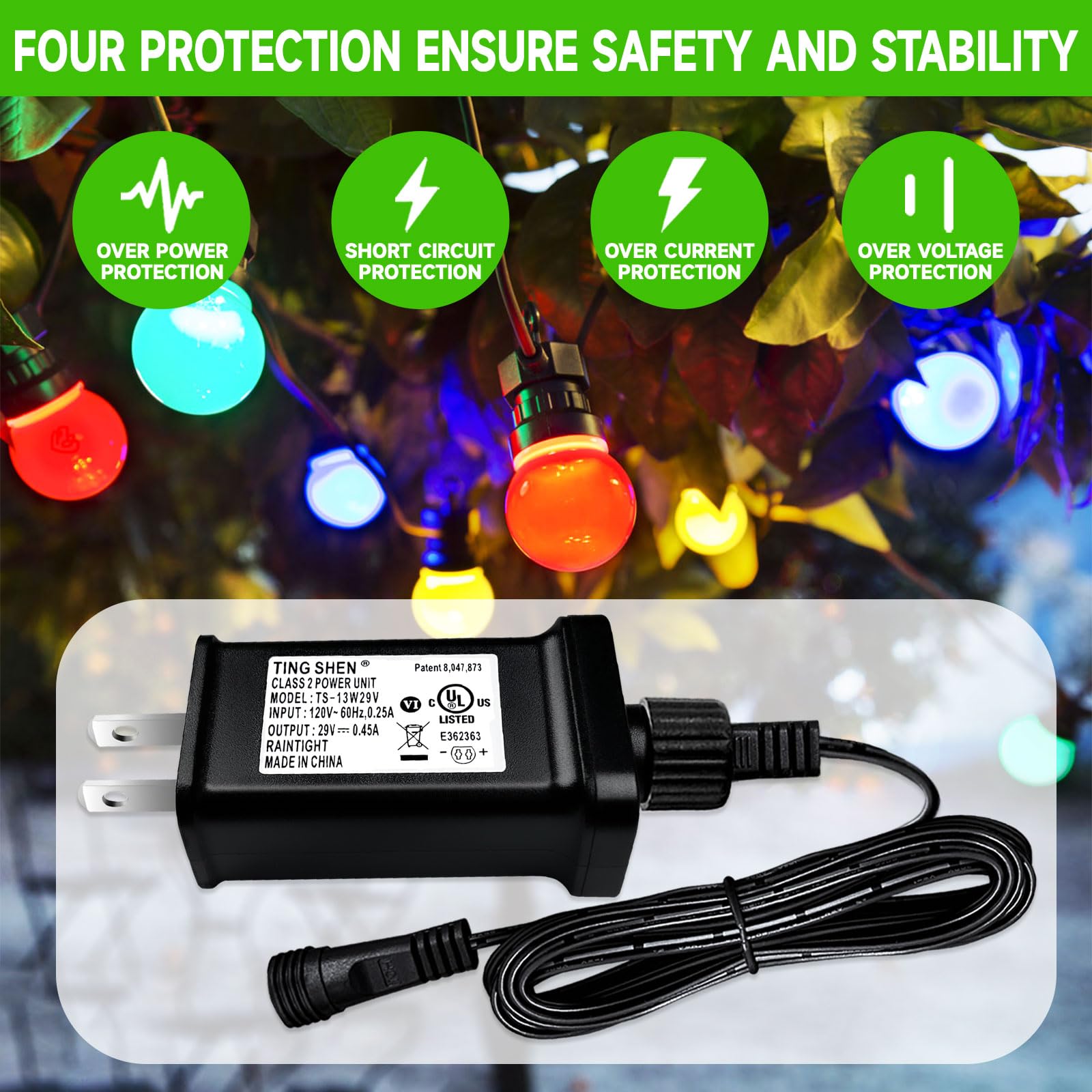 Nehbujin Led Transformer 29V 13W Led Power Supply Model Ts 13W29V Replacement Parts Ip44 Us Plug Adapter, Seasonal Use Led Drive