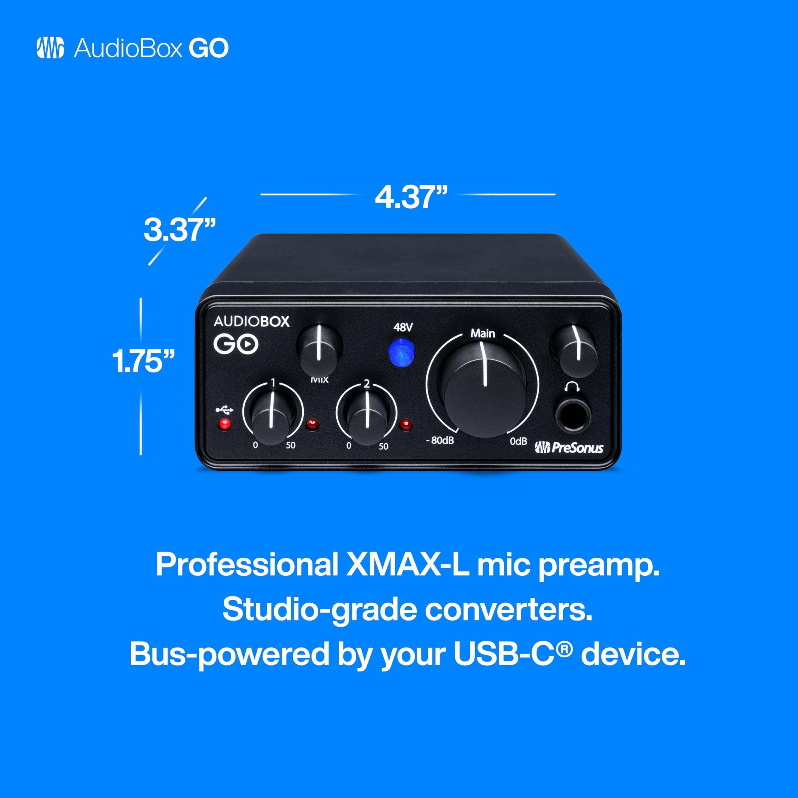 Presonus Audiobox Go | Usb-C Audio Interface For Music Production With Studio One Daw Recording Software, Music Tutorials, Sound