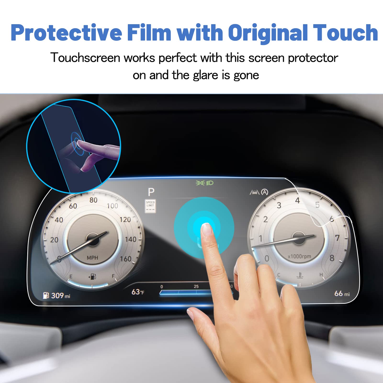 Shaohao 2024 2025 Palisade Screen Protector For 2023 2024 2025 Hyundai Palisade 12.3 Inch Digital Instrument Cluster Cover Hd Clear Dashboard Screen Protective Film For Palisade 2024 2025 Accessories