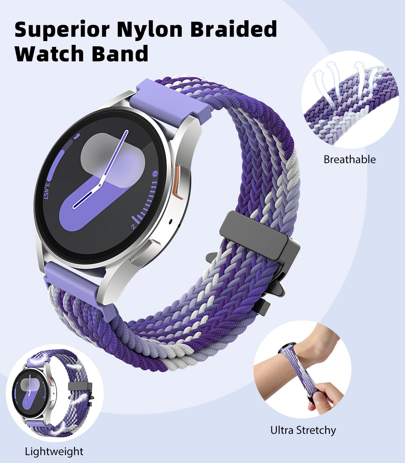 Astorgos Braided Band For Samsung Galaxy Watch 7 6 5 4 Fe 40Mm 44Mm/Watch 6 4 Classic 43Mm 47Mm 42Mm 46Mm/5 Pro 45Mm/3 41Mm/Acti