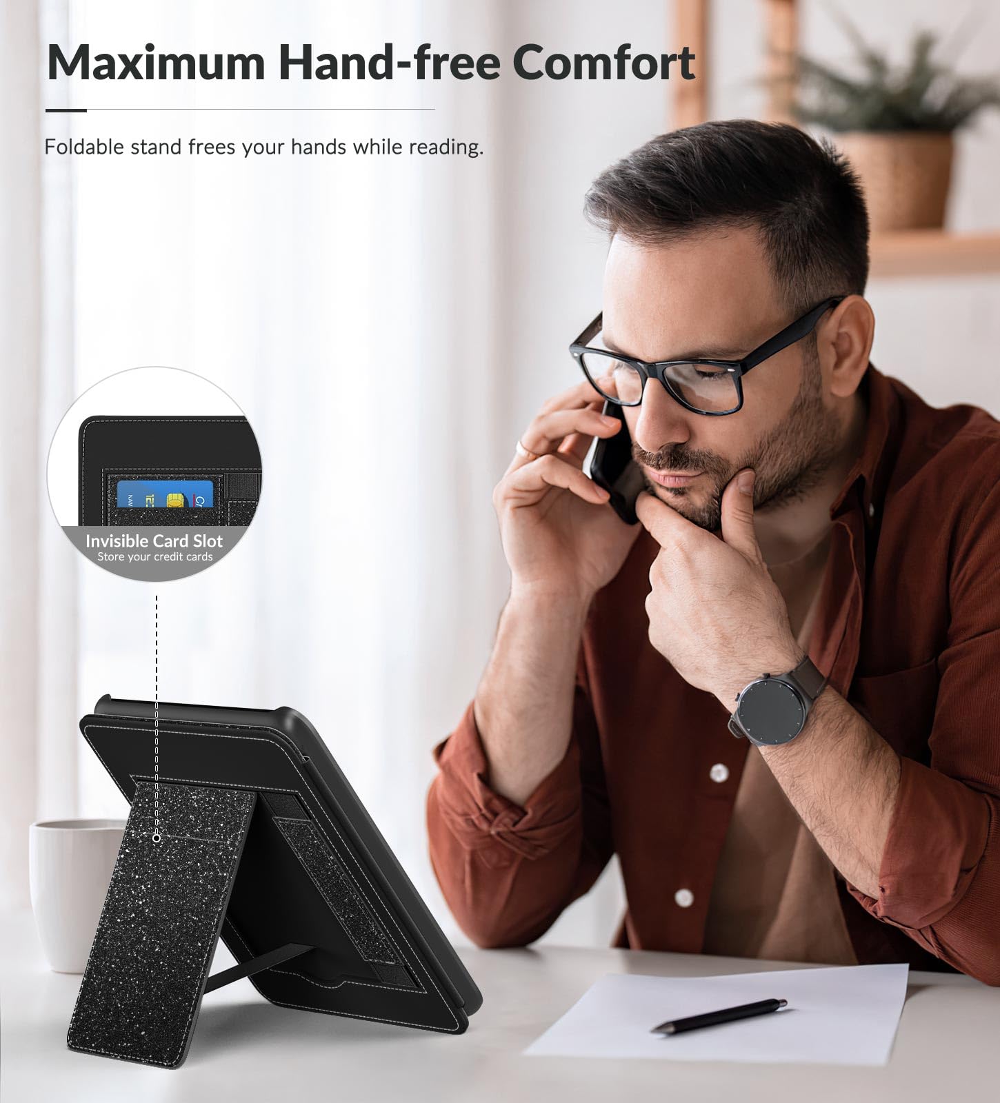 Moko Case For 6'' All New Kindle(11Th Generation 2022 Release), Lightweight Pu Leather Cover Stand Shell With Hand Strap Auto Wa