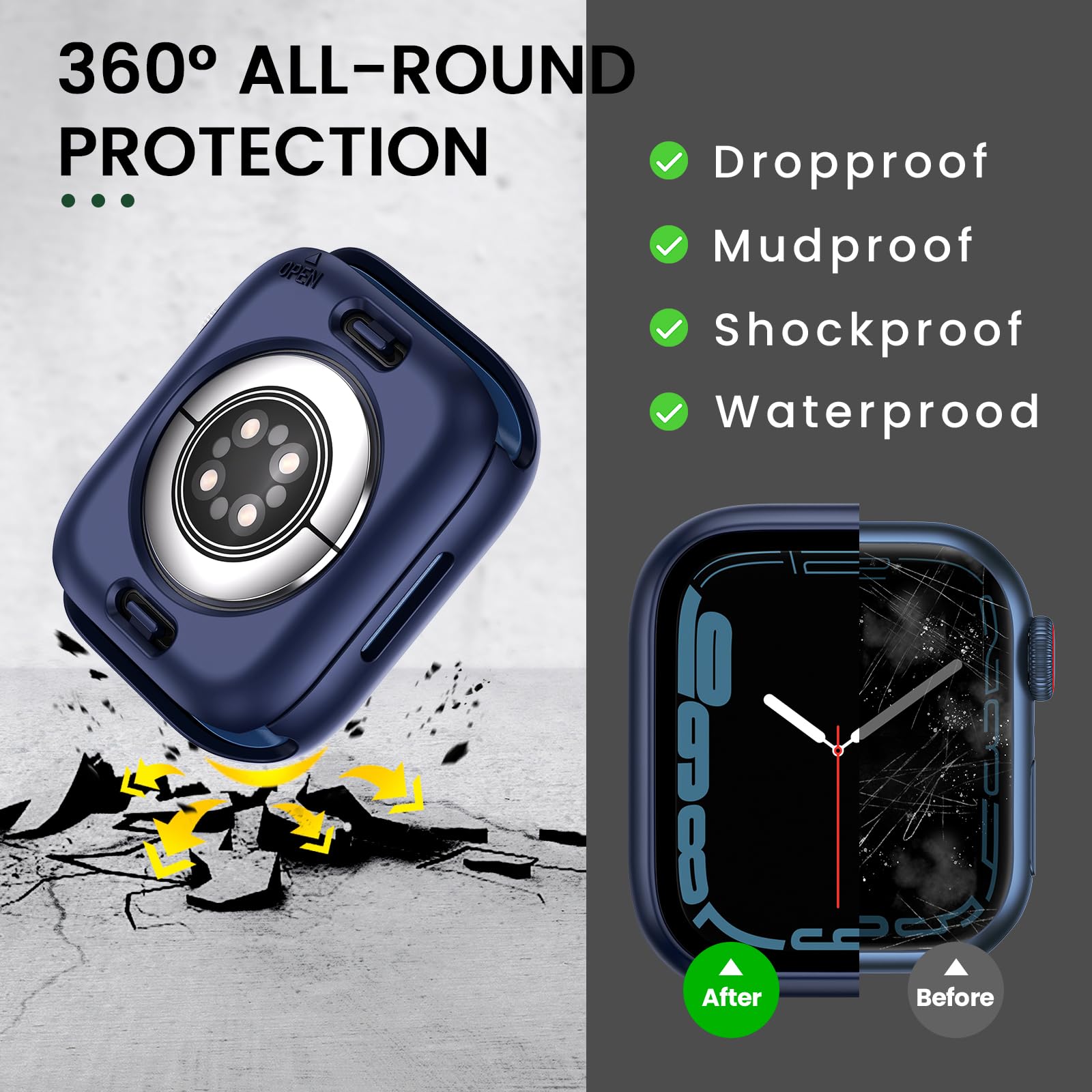 [2 In 1] Goton Waterproof Case For Apple Watch Series 10 9 8 7 Se2 Se 6 5 4 Ultra 2 Ultra 46Mm 42Mm 45Mm 44Mm 41Mm 40Mm 49Mm, 36