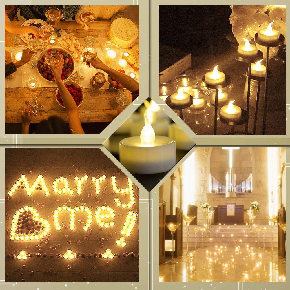 Tea Light, 100 Pack Flameless Led Tea Lights Candles Flickering Warm Yellow 200+ Hours Battery Powered Tealight Candle. Ideal Fo