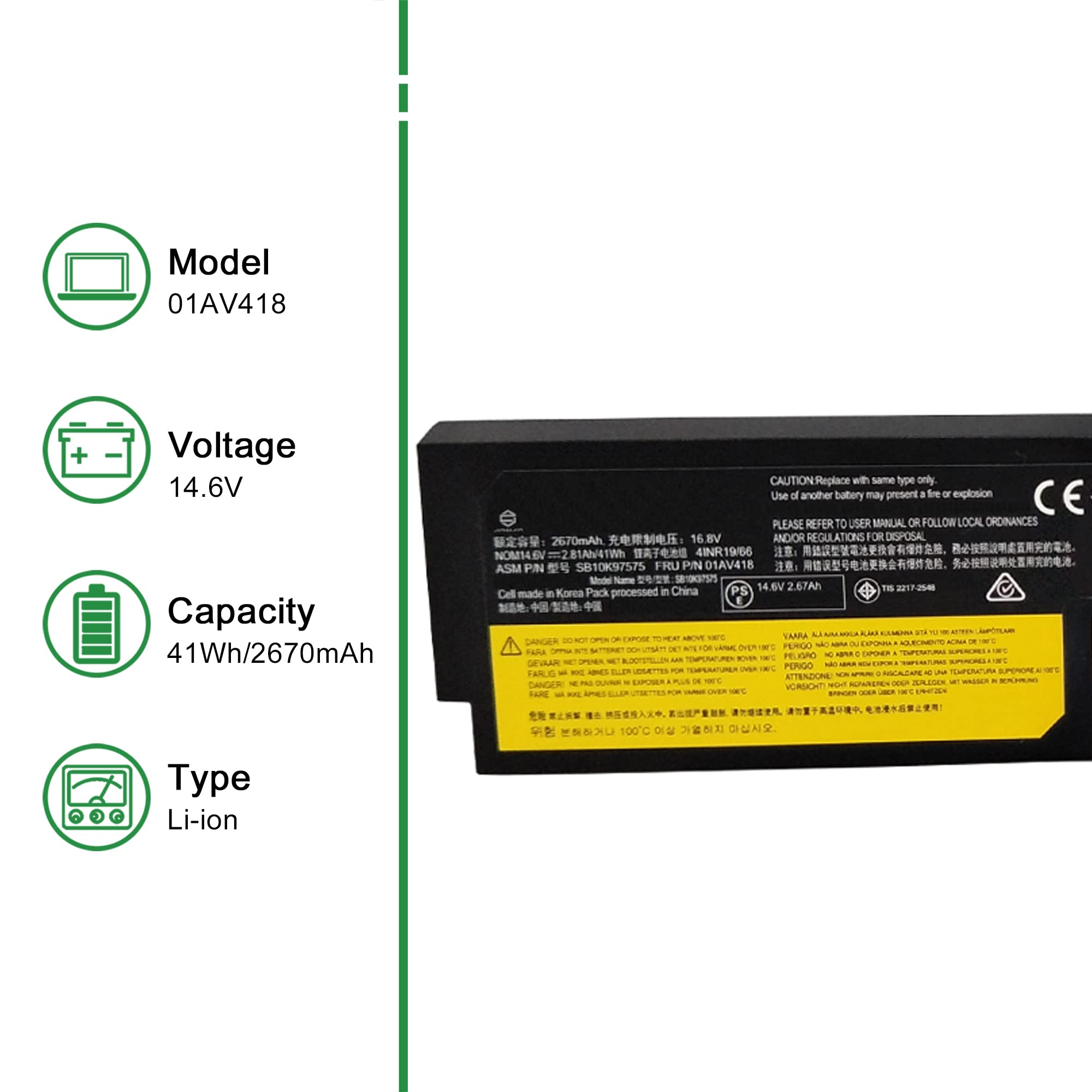 Jiazijia 01Av418 Sb10K97575 Battery For Lenovo Thinkpad E570 E570C E575 Series 01Av417 Sb10K97574 01Av414 Sb10K97571 01Av416 01A