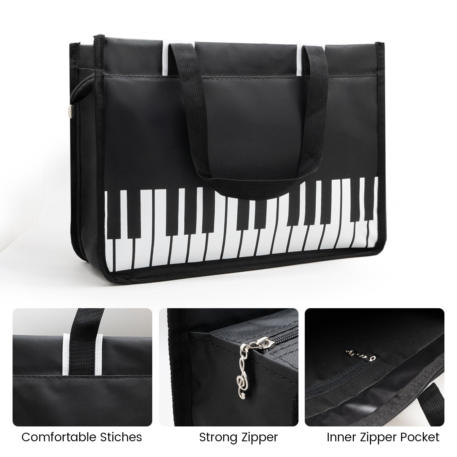 Bestsounds Piano Bag, Zipper Waterproof Oxford Cloth Music Piano Accessories Book Bag Tote For Students Kids, Girls, Women, Gift