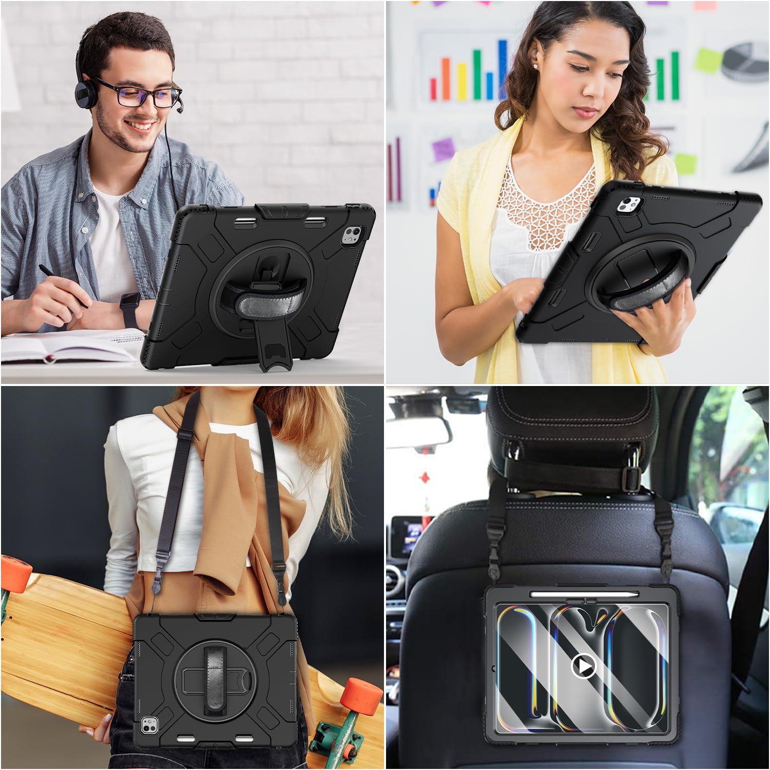 Miesherk Stock Case For Ipad Pro 13'' 2024: Military Grade Shockproof Rugged Case For Ipad Pro 13''(M4) W/Screen Protector   Sta