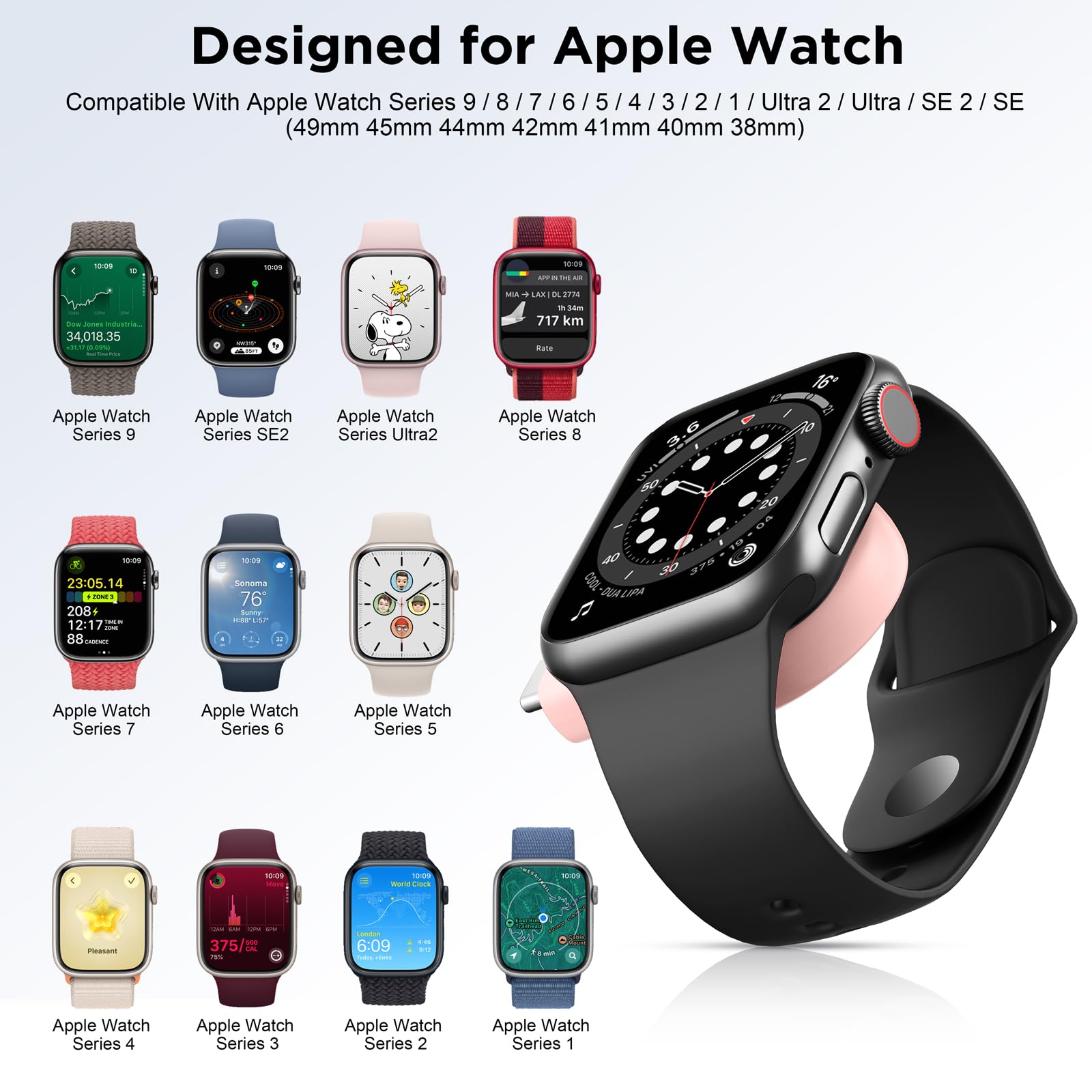 2024 Upgrade For Apple Watch Charger,Magnetic Portable Iwatch Charger Usb C&Usb A Fast Wireless Charging Travel Battery Charger