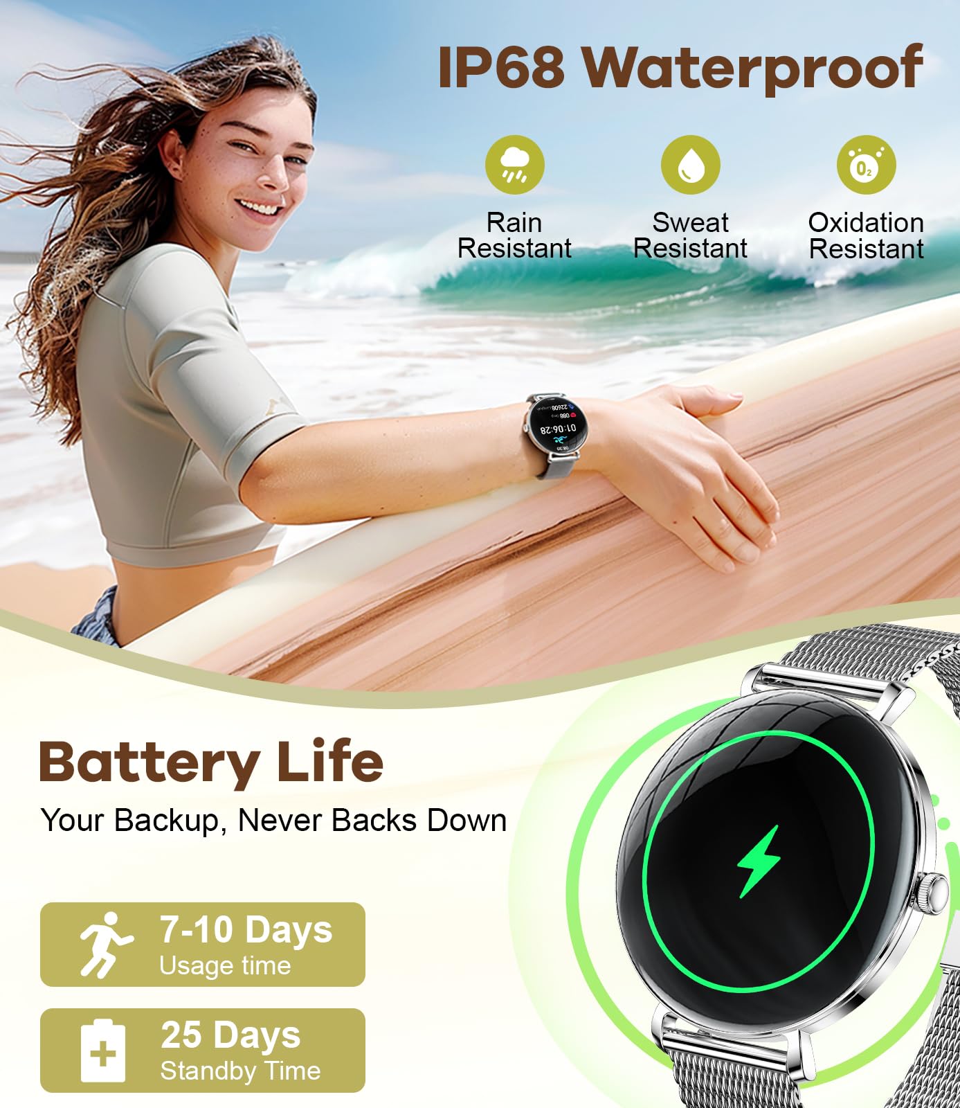 Smart Watches For Women With Calls/Answer: 1.43 '' Amoled Display Smart Watch For Android Phone Iphone Compatible,Fitness Watche