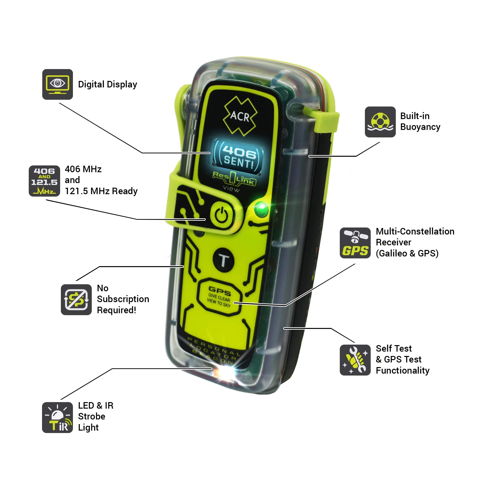 Acr Resqlink View   Buoyant Personal Locator Beacon With Gps For Hiking, Boating And All Outdoor Adventures (Model Plb 425) Acr
