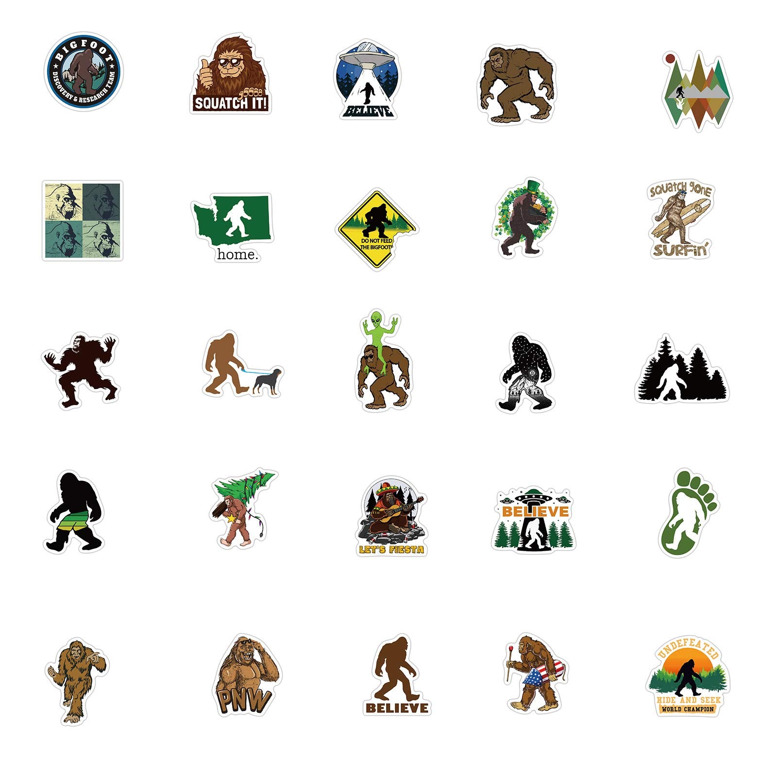 50Pcs Bigfoot Outdoor Nature Vinyls Stickers Laptop Sticker Waterproof Stickers Luggage Skateboard Water Bottle Stickers Decal B
