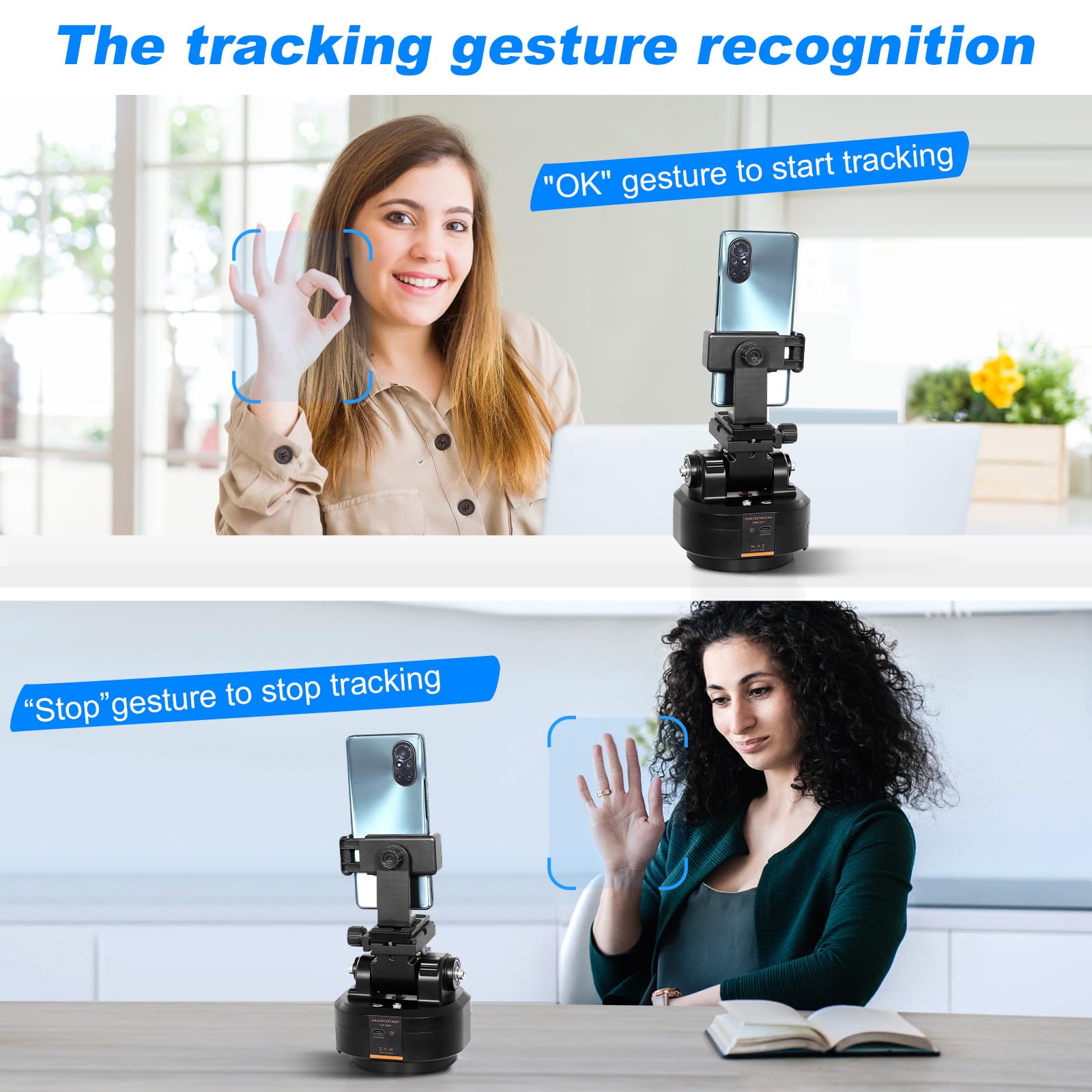 Soonpho M6 Auto Face Tracking Motorized Rotating Panoramic Tripod Head, Remote Control 360� Pan Tilt Head With Mobile Phone Clip For Dslr Cameras, Camcorders, Smartphones, Tripod