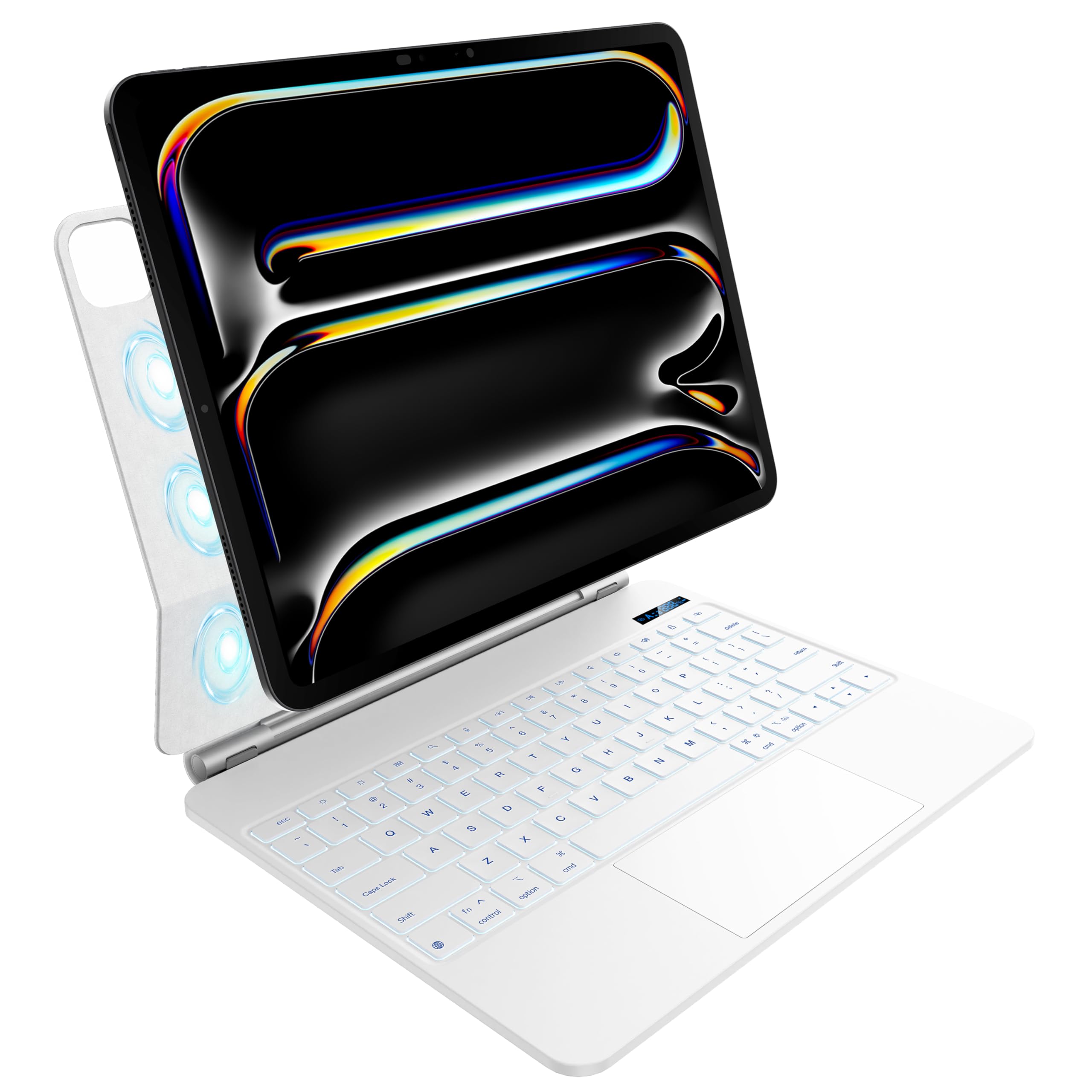 Nimin Keyboard Case For Ipad Pro 13 Inch 2024 (M4), Multi Touch Trackpad, Magnetic Attach, 7 Color Backlight, Auto Sleep/Wake, S