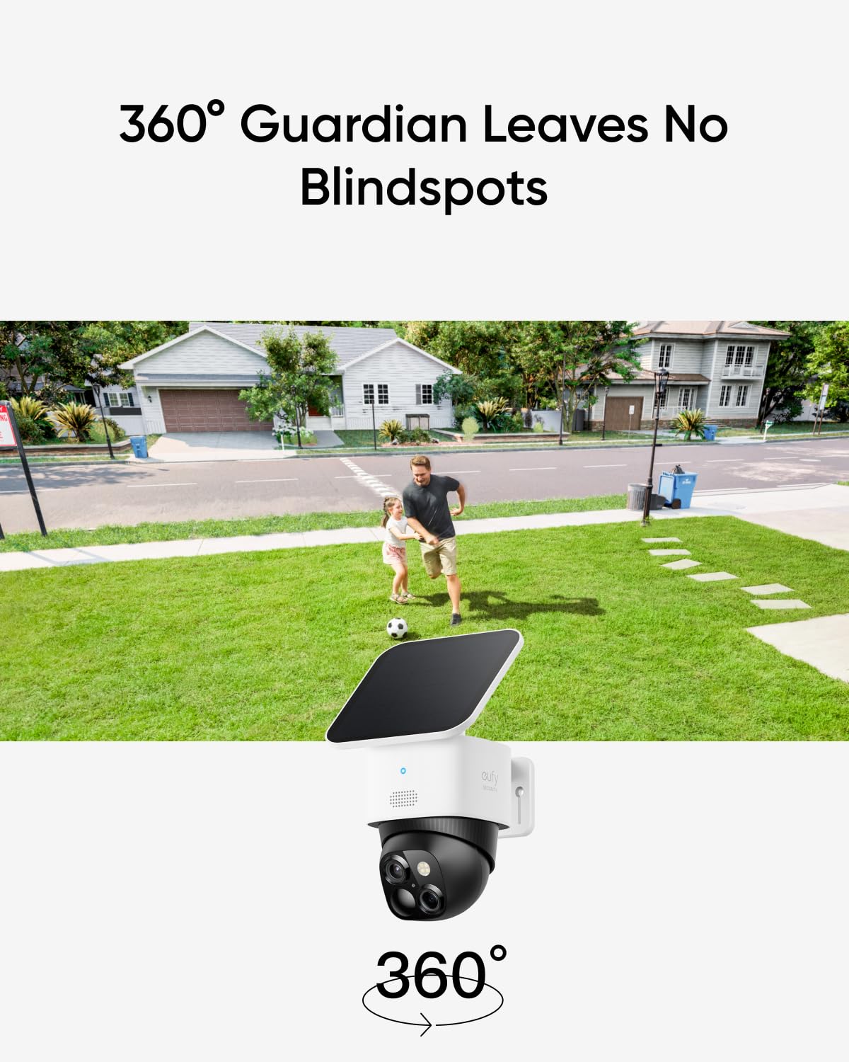 Eufy Security Solocam S340, Solar Security Camera, Wireless Outdoor Camera, 360 Pan & Tilt Surveillance, No Blind Spots, 2.4 Ghz