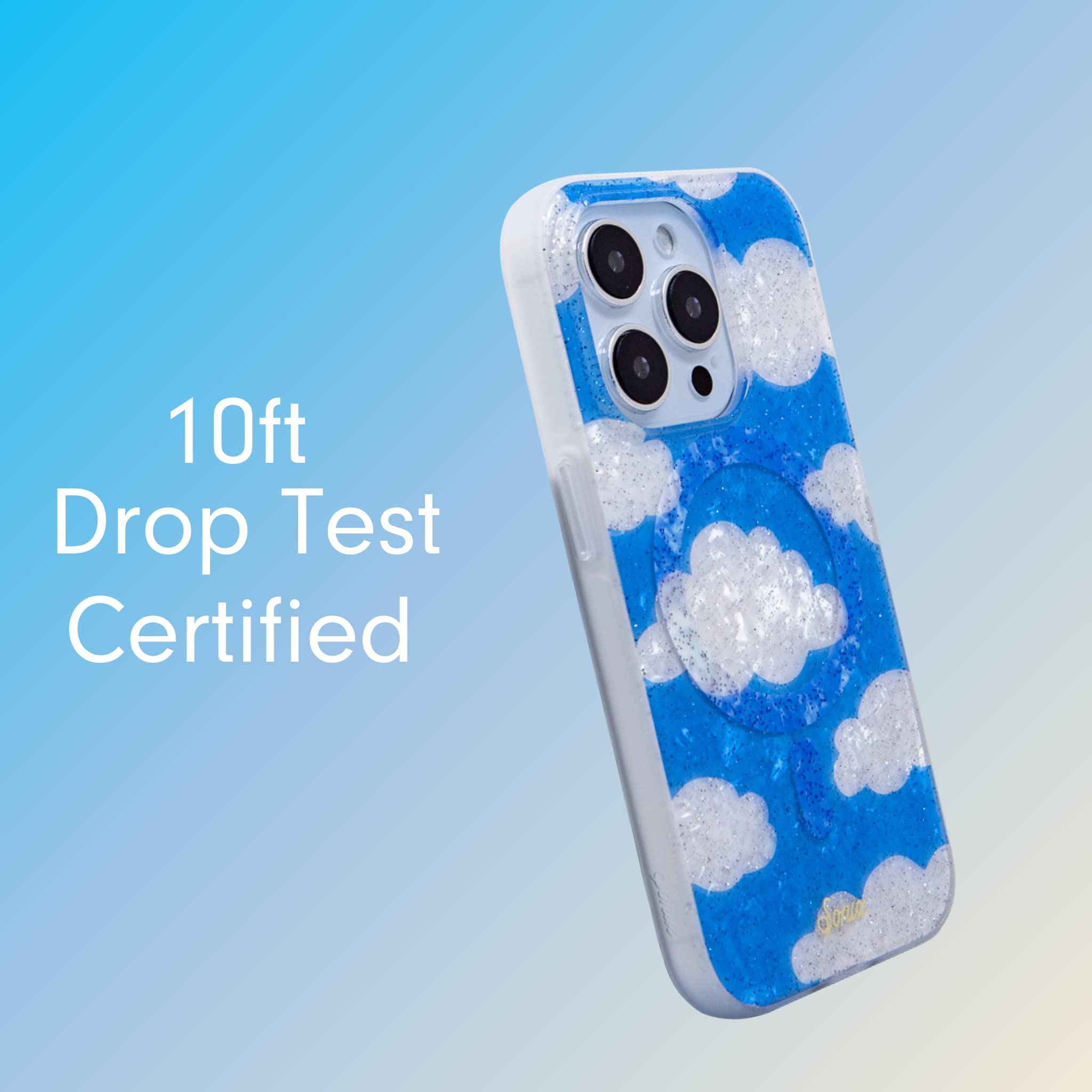 Sonix Case For Iphone 14 Pro | Compatible With Magsafe | 10Ft Drop Tested | Glitter Day Dream Clouds
