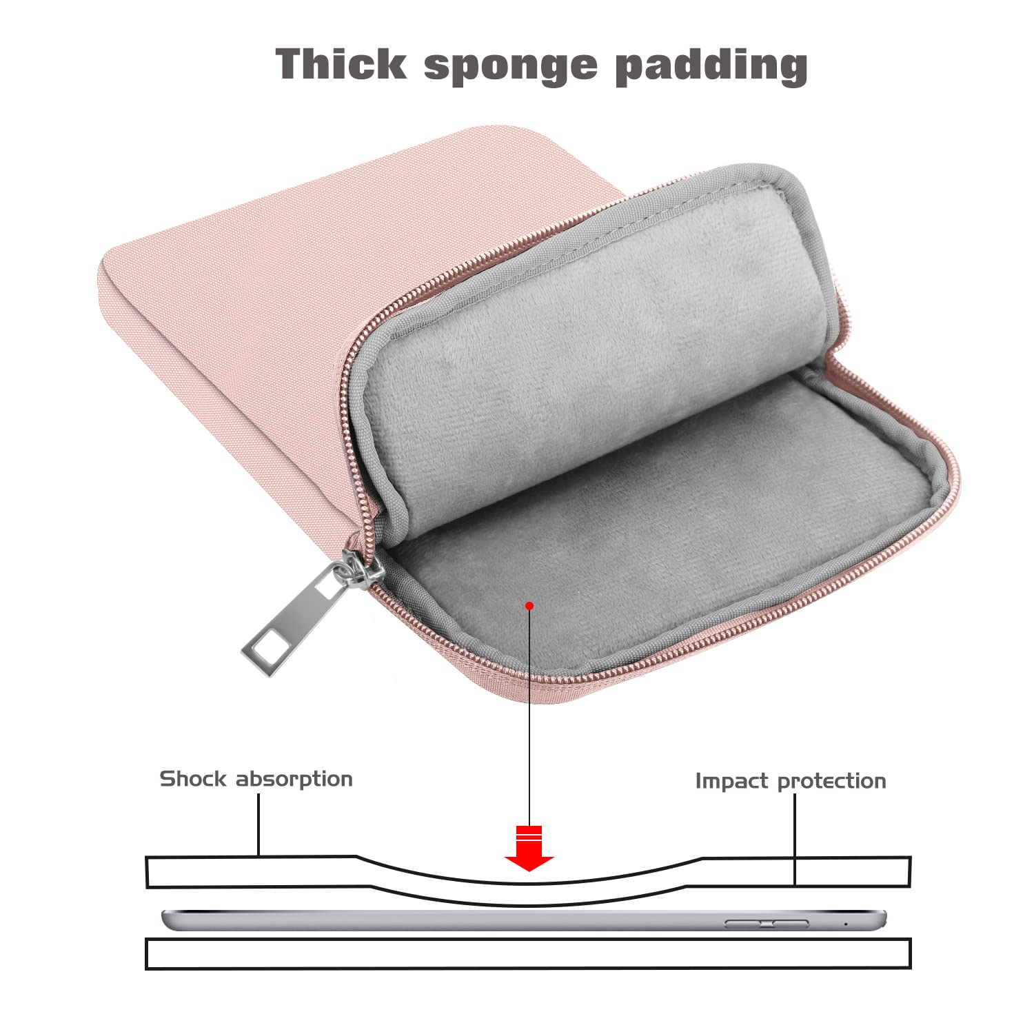 MoKo 9 11 Inch Tablet Sleeve Bag Carrying Case Fits iPad air 5 10.9' 2022,iPad Pro 11 M2 2022 2018,iPad 10th 10.9,iPad 9/8/7th Gen 10.2,iPad Air 4 10.9/Air 3 10.5,Tab S8/S9 11', Baby Pink