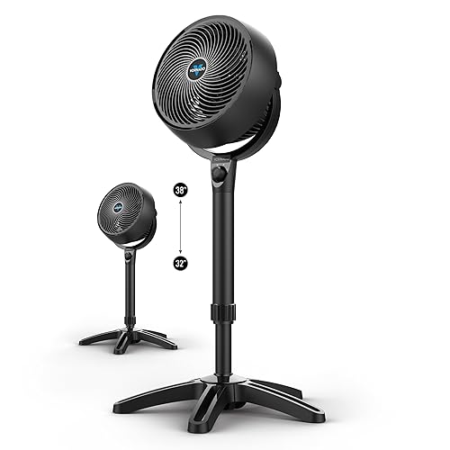Vornado 683 Medium Pedestal Whole Room Air Circulator Fan, 3 Speed Control, Adjustable Standing Height, 32 To 38 Inches, Black