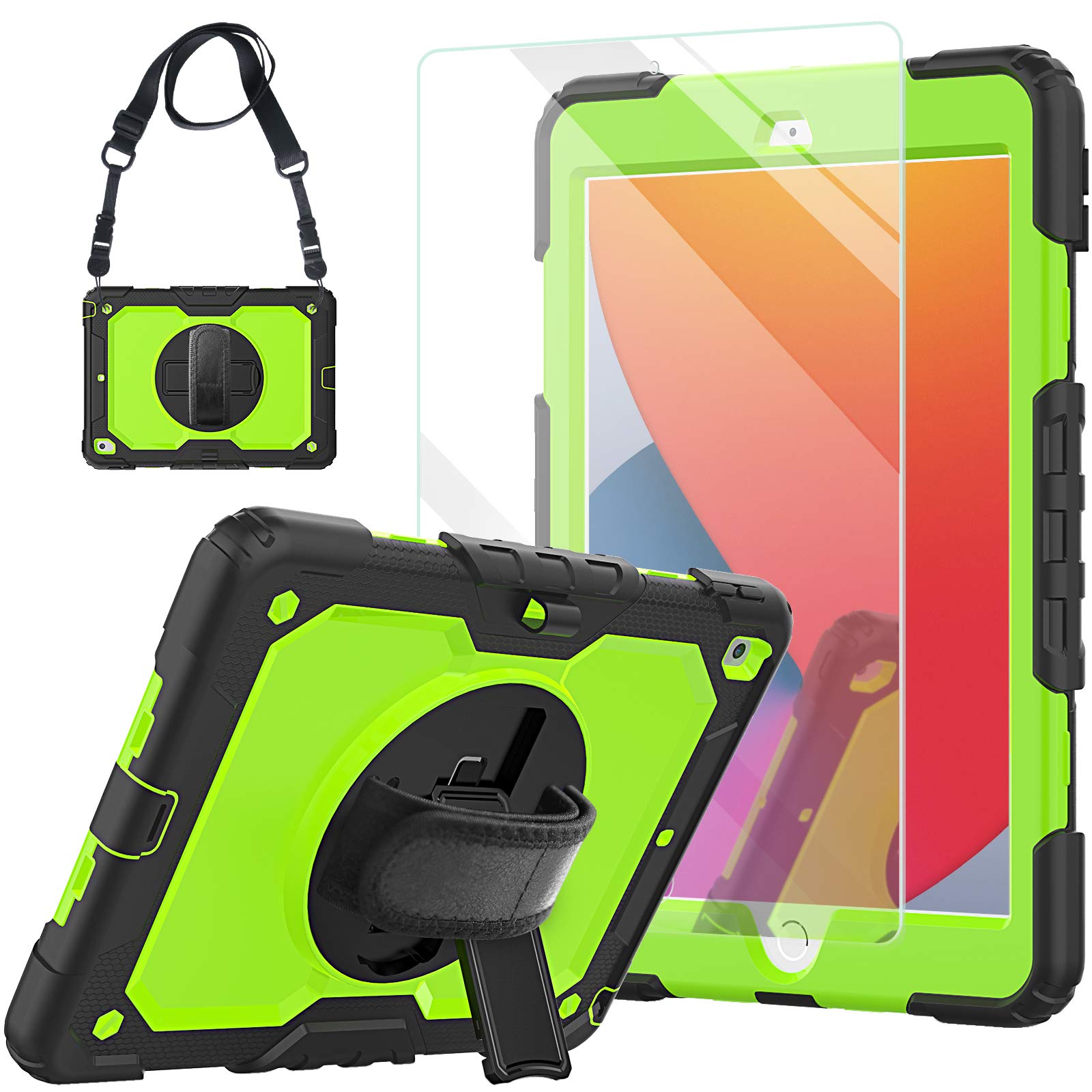 Blosomeet Case For Ipad 9Th/8Th/7Th Generation 2021/2020/2019 10.2 Inch With Tempered Glass Screen Protector & Pencil Holder,Pro