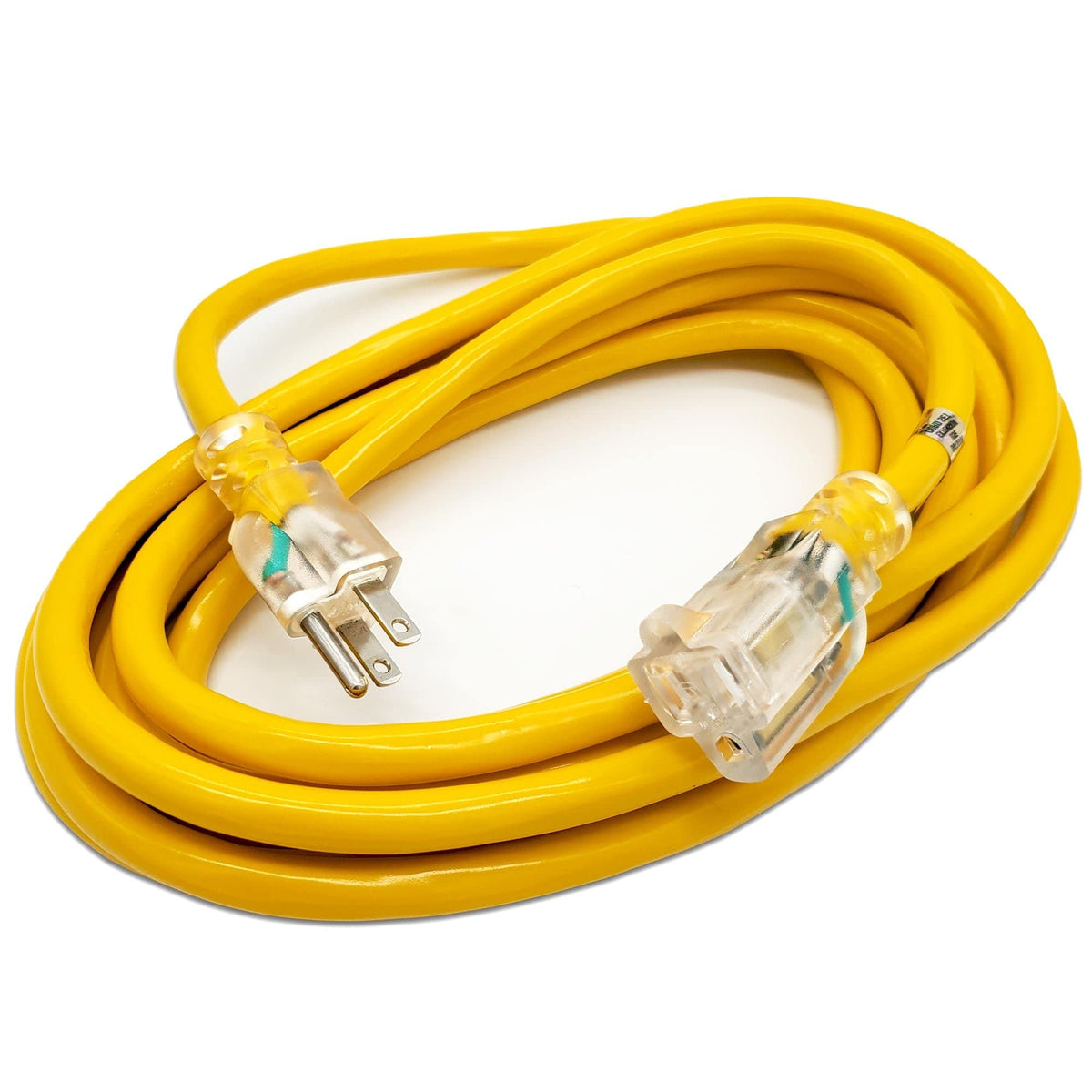 15 Ft   12 Gauge Heavy Duty Lighted Sjtw Indoor/Outdoor Yellow Extension Cord By Watt'S Wire   15' 12 Gauge Grounded 15 Amp Powe